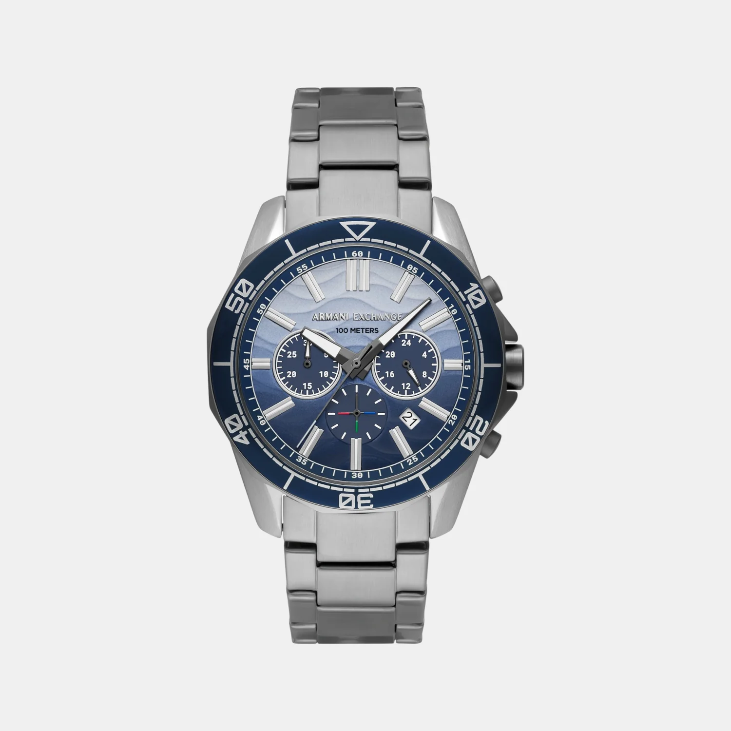 Men Quartz Blue Dial Chronograph Stainless Steel Watch AX1967 - Image 2