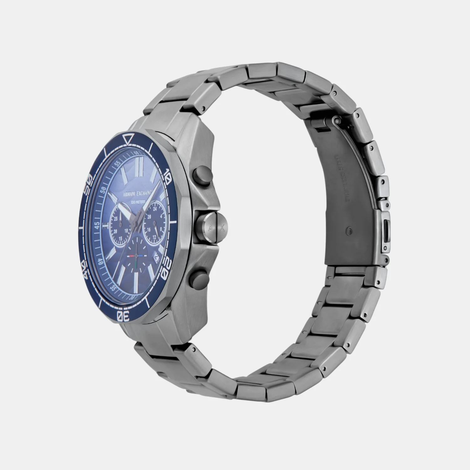 Men Quartz Blue Dial Chronograph Stainless Steel Watch AX1967 - Image 6