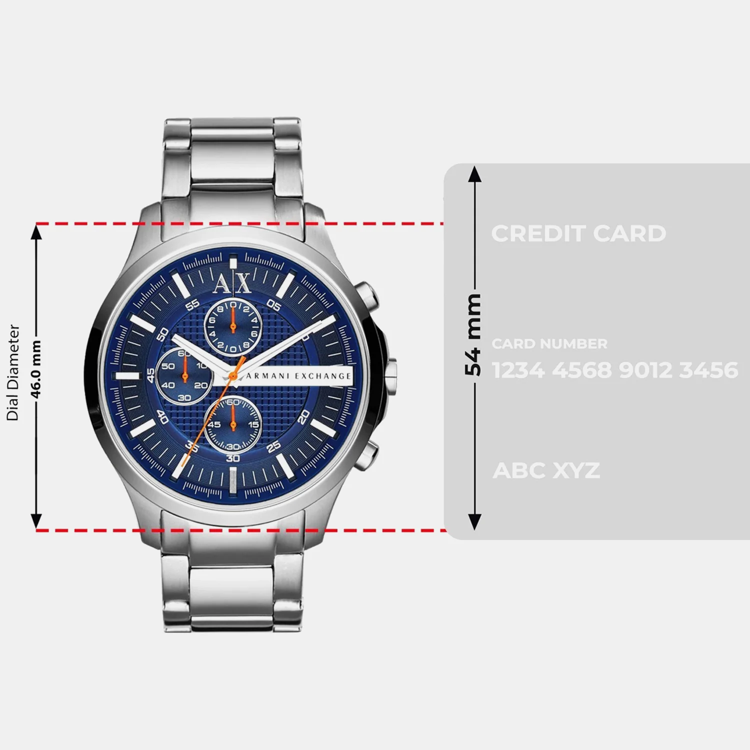 Men Quartz Blue Dial Chronograph Stainless Steel Watch AX2155 - Image 6