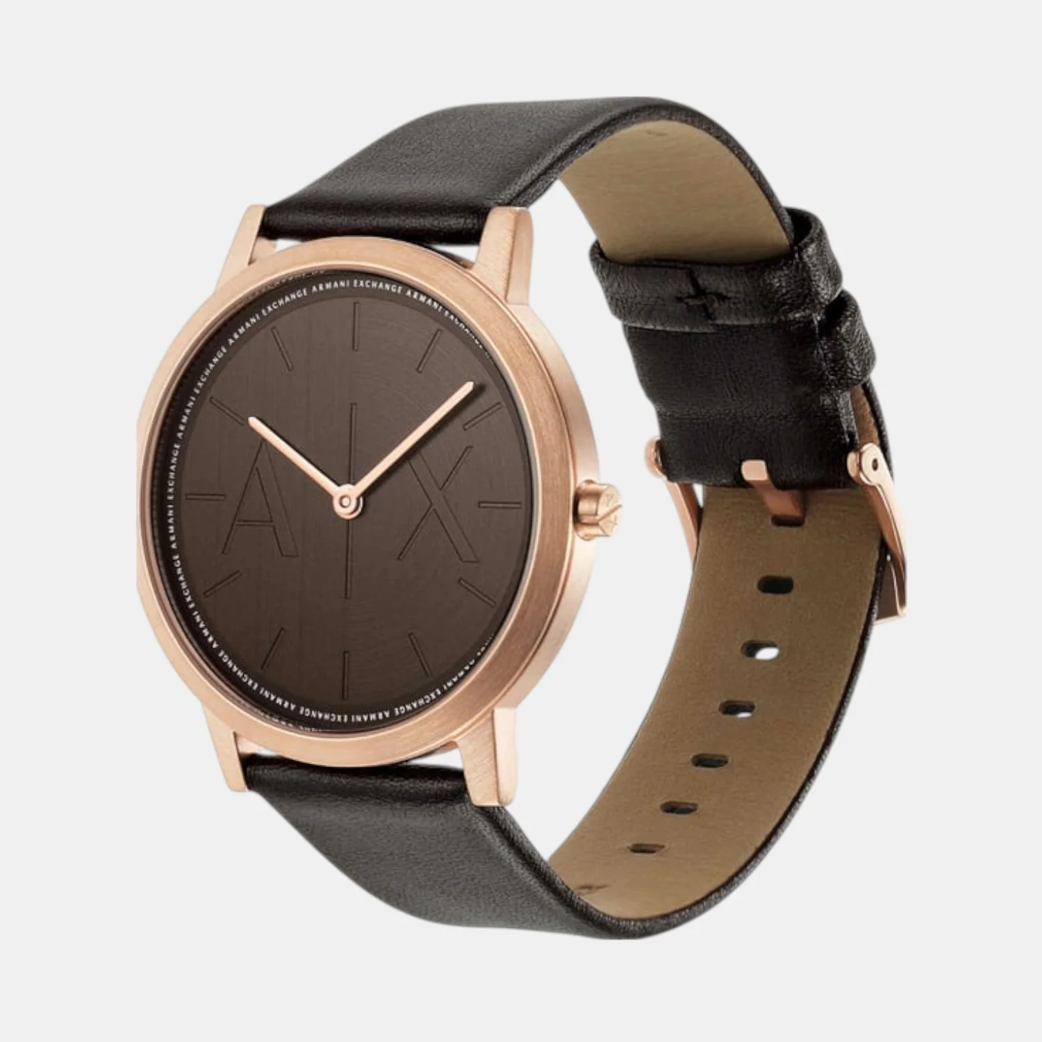 Men Quartz Brown Dial Analog Leather Watch AX2873 - Image 3