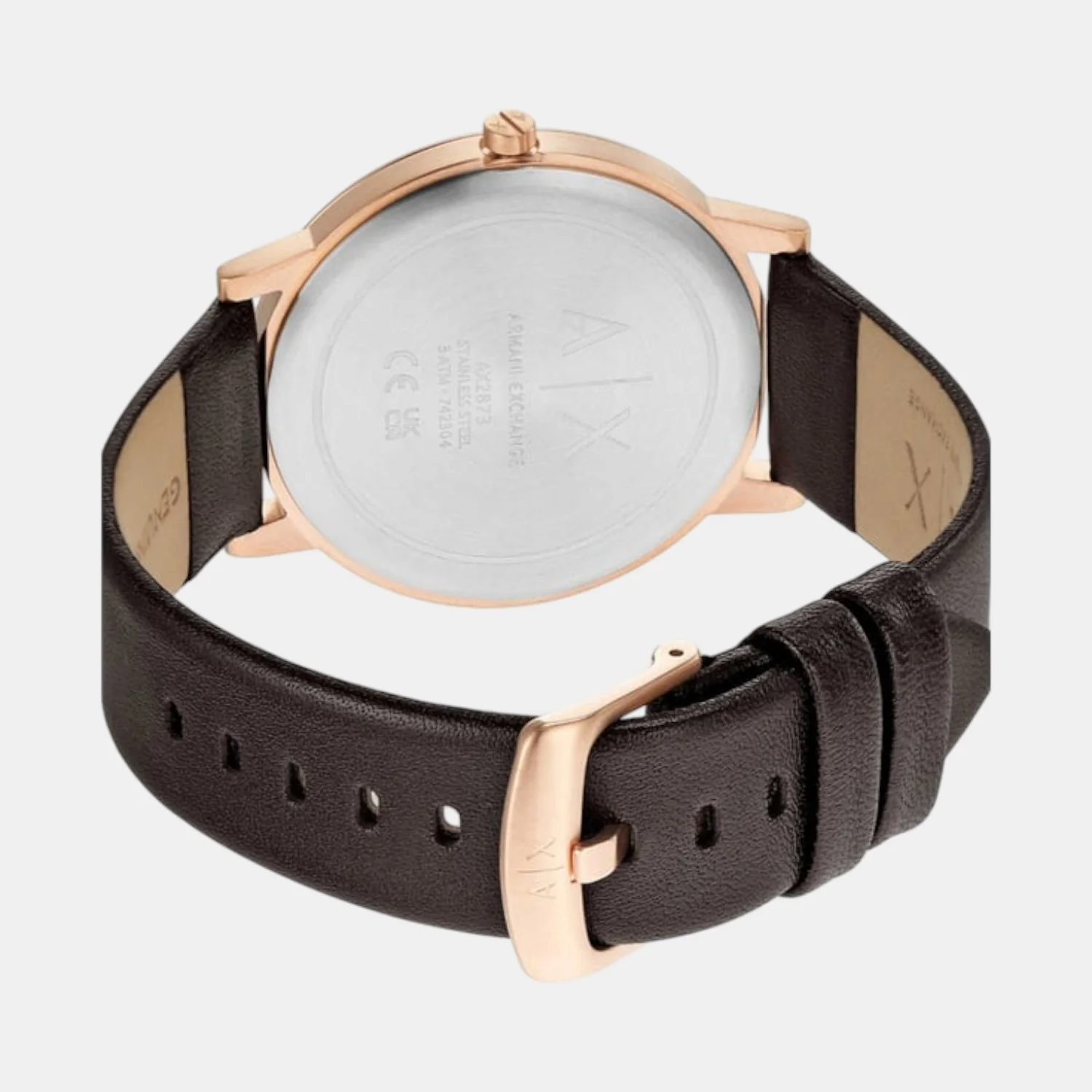 Men Quartz Brown Dial Analog Leather Watch AX2873 - Image 4