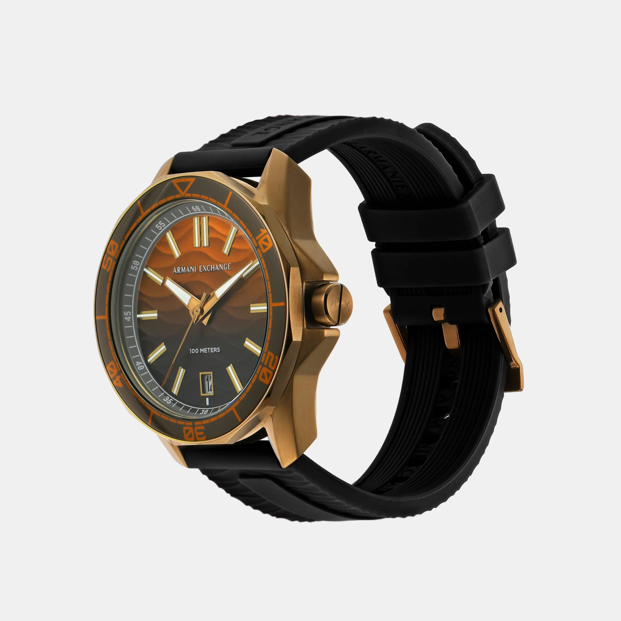 Men Quartz Brown Dial Analog Silicone Watch AX1954 - Image 3