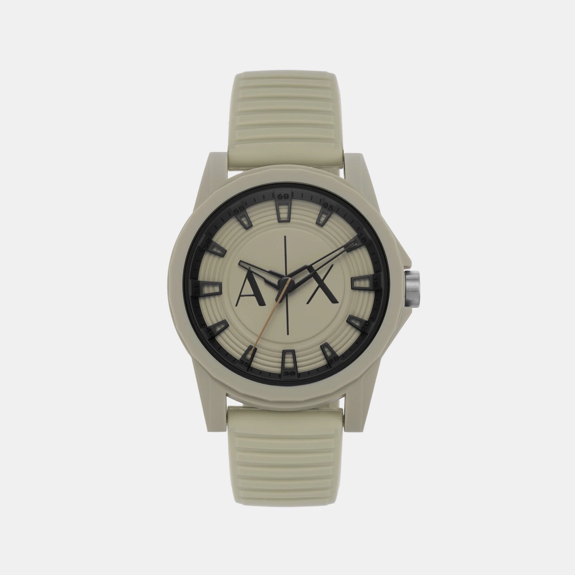 Men Quartz Brown Dial Analog Silicone Watch AX2528