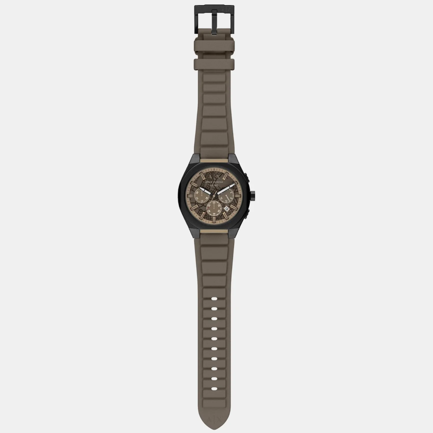 Men Quartz Brown Dial Chronograph Silicone Watch AX4293 - Image 4