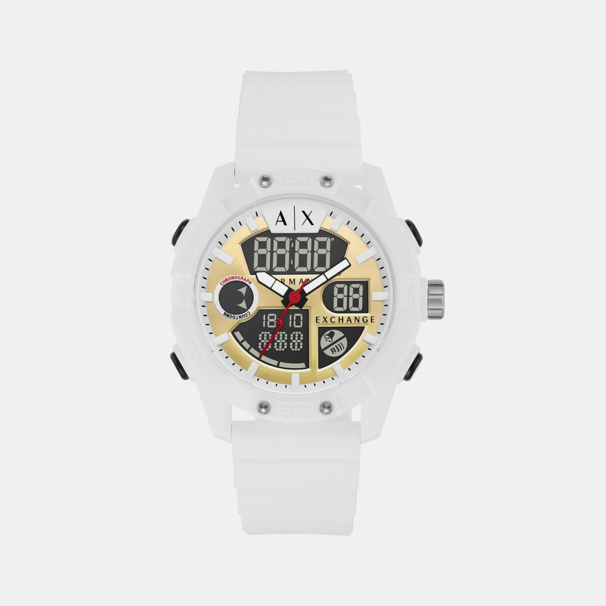 Men Quartz Gold Dial Analog-Digital Silicone Watch AX2961