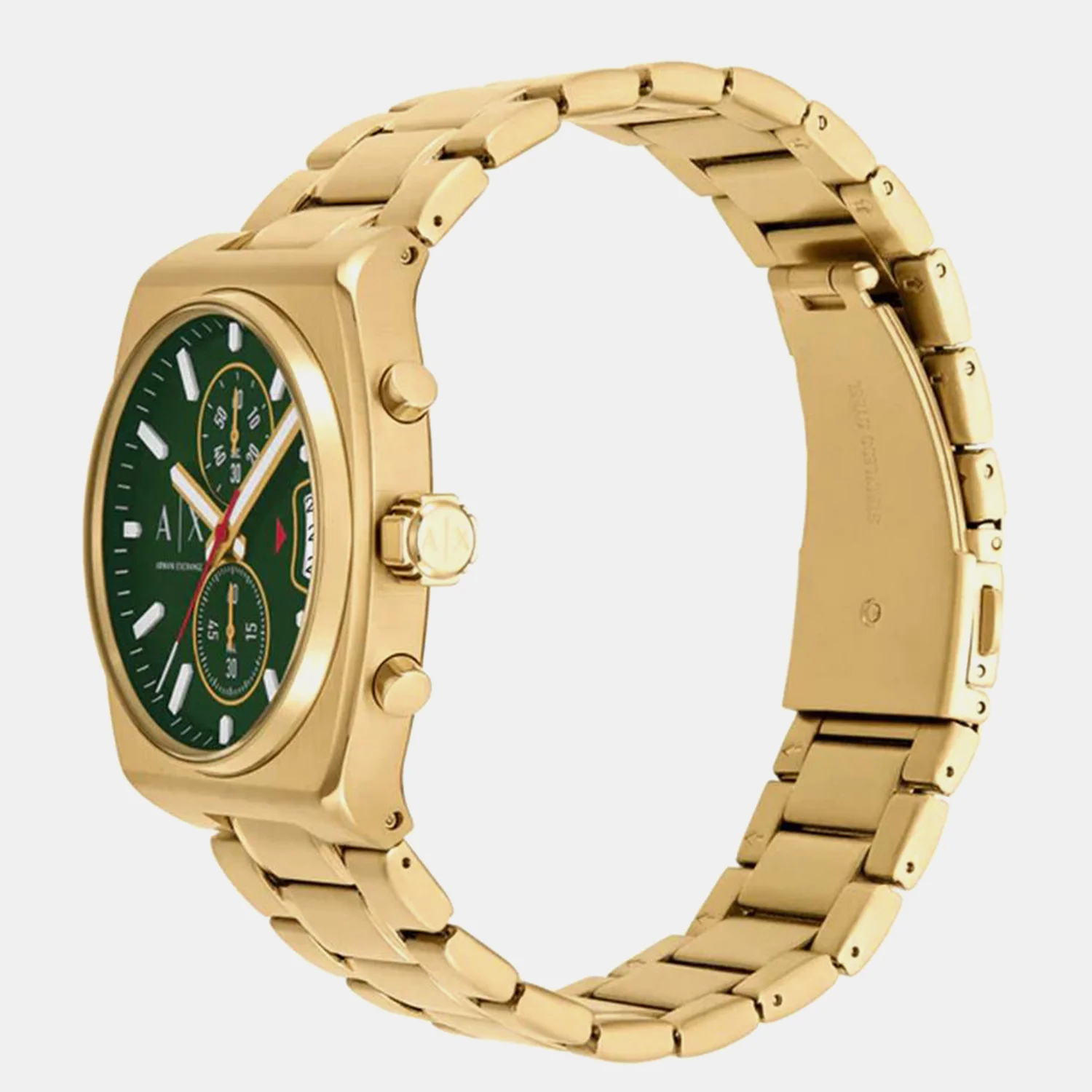 Men Quartz Green Dial Analog Stainless Steel Watch AX2822 - Image 4