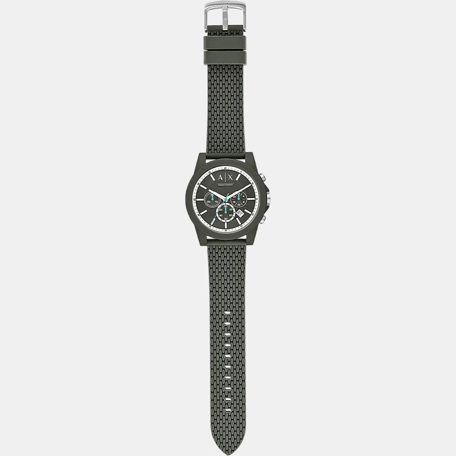 Men Quartz Green Dial Chronograph Silicone Watch AX1346 - Image 4
