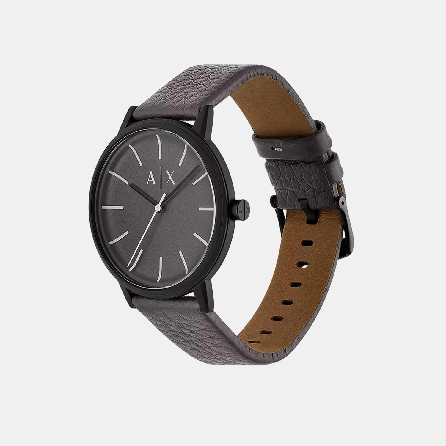 Men Quartz Grey Dial Analog Leather Watch AX2764 - Image 3