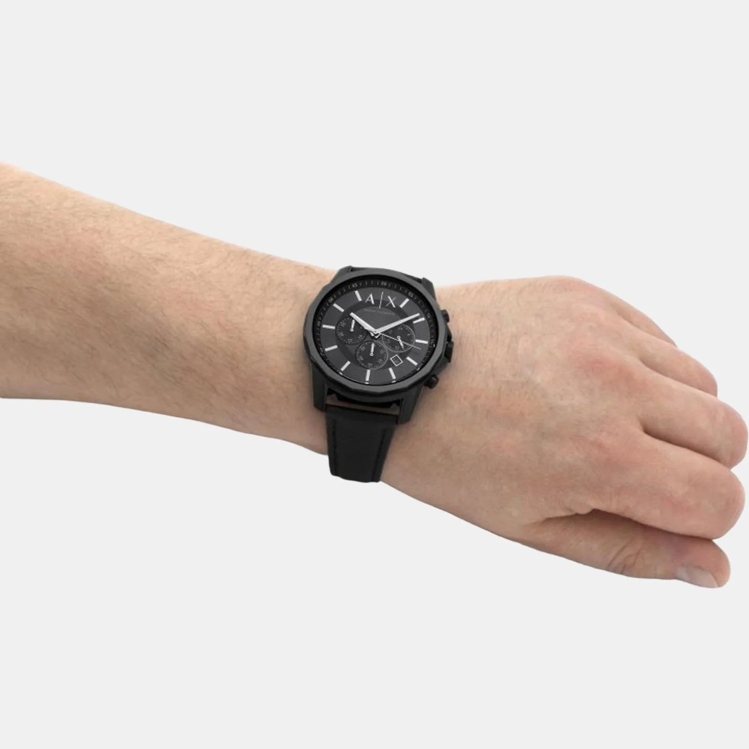 Men Quartz Grey Dial Chronograph Leather Watch AX1724 - Image 7