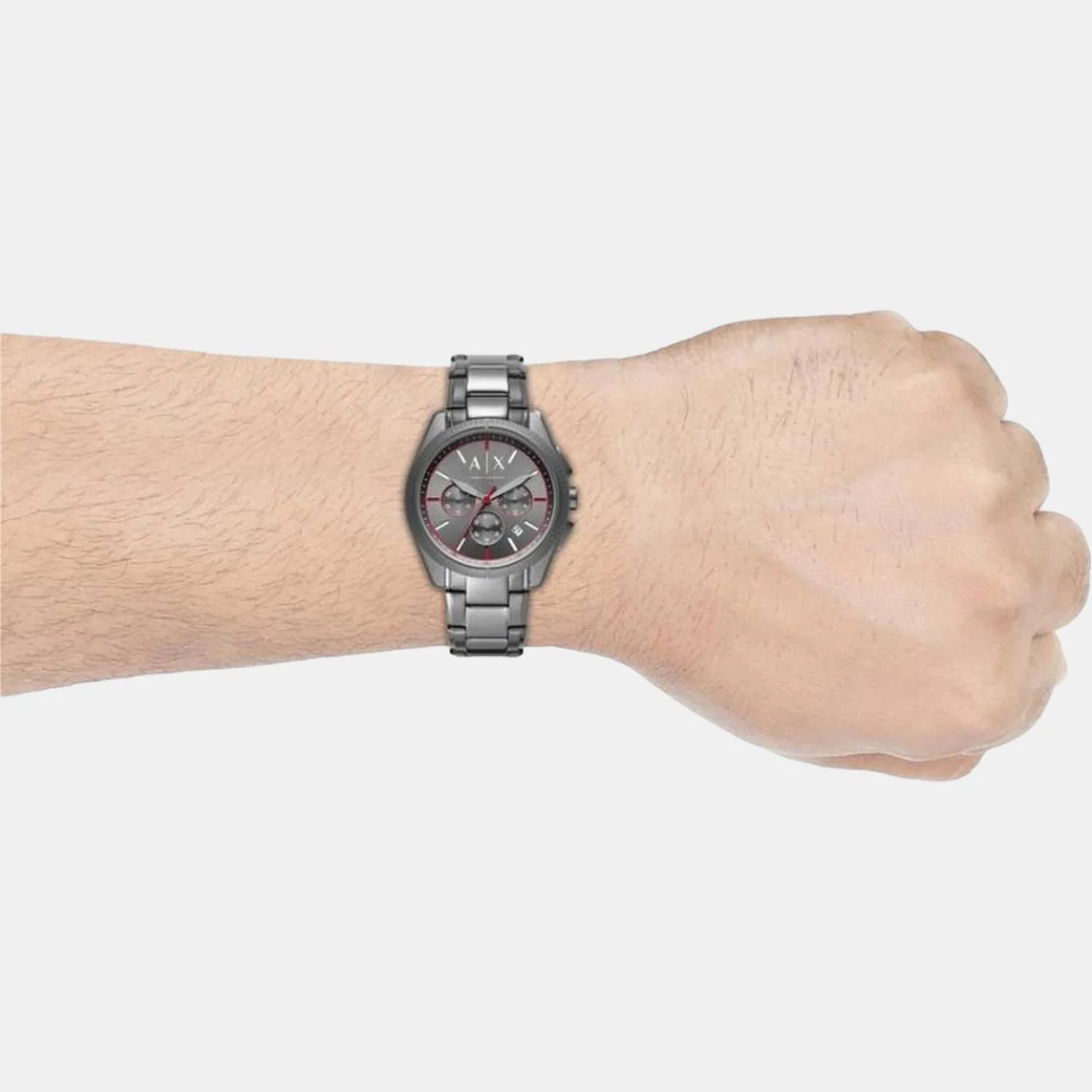 Men Quartz Grey Dial Chronograph Stainless Steel Watch AX2851 - Image 4