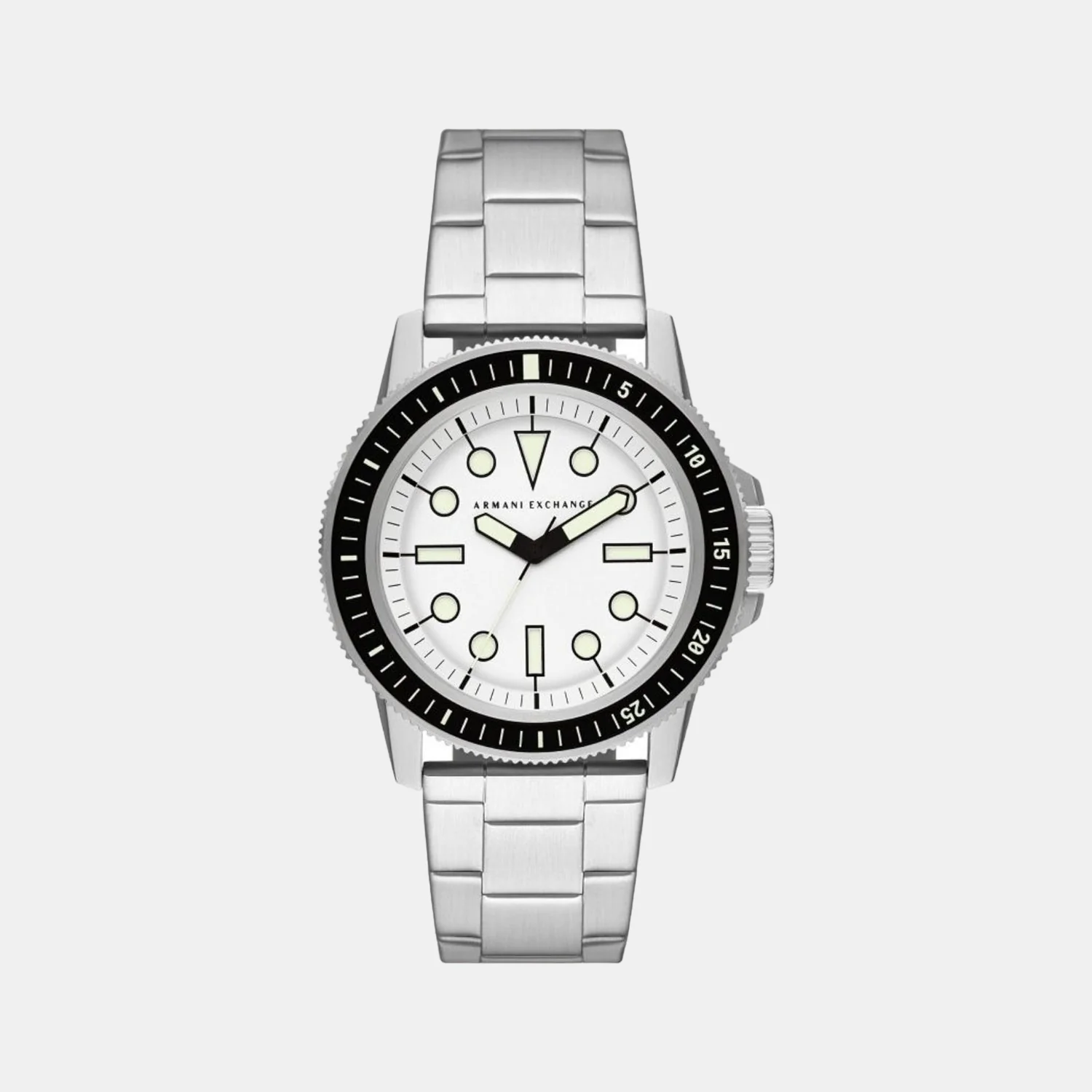 Men Quartz White Dial Analog Stainless Steel Watch AX1853