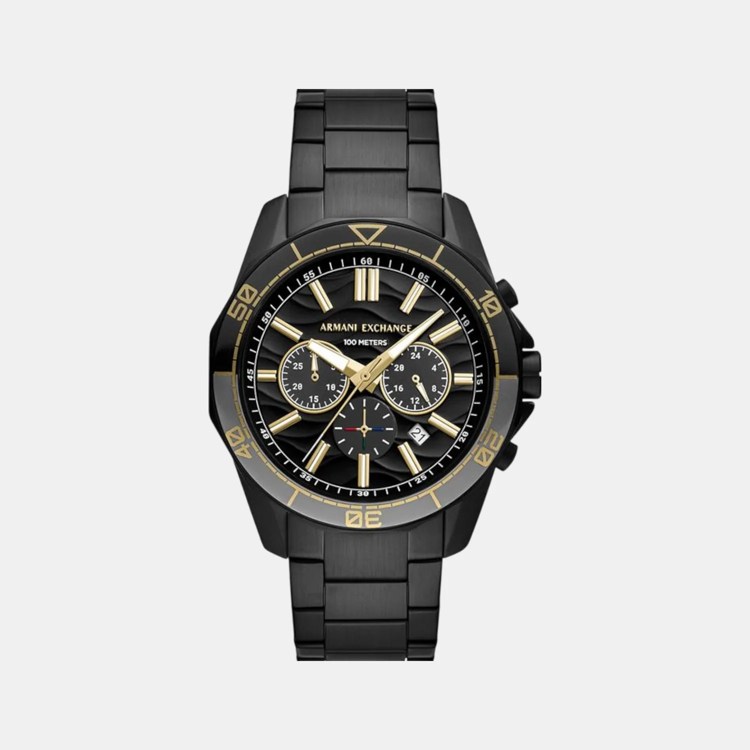 Na Men Quartz Black Dial Chronograph Stainless Steel Watch AX1963 - Image 2