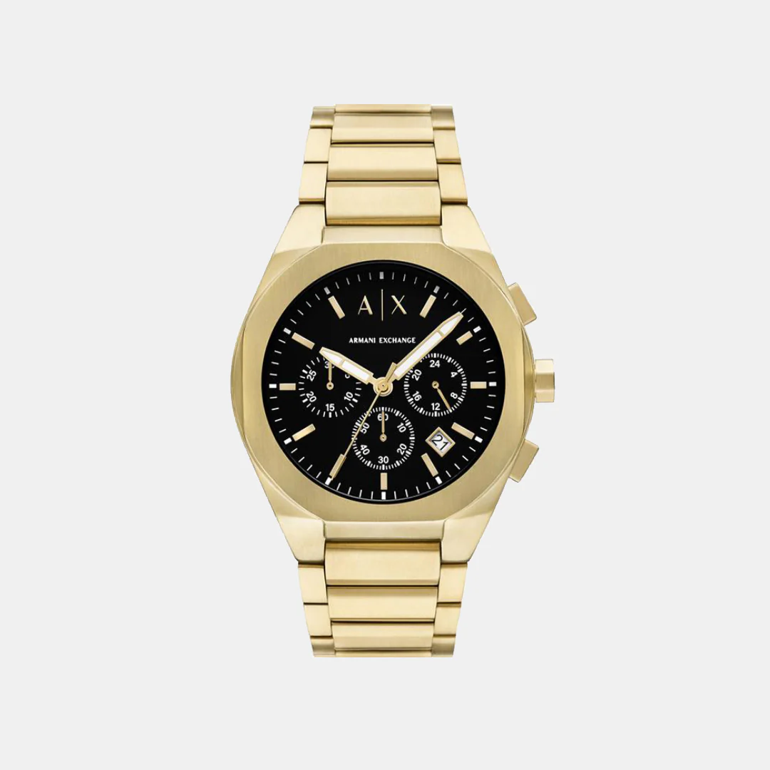 Na Men Quartz Black Dial Chronograph Stainless Steel Watch AX4180