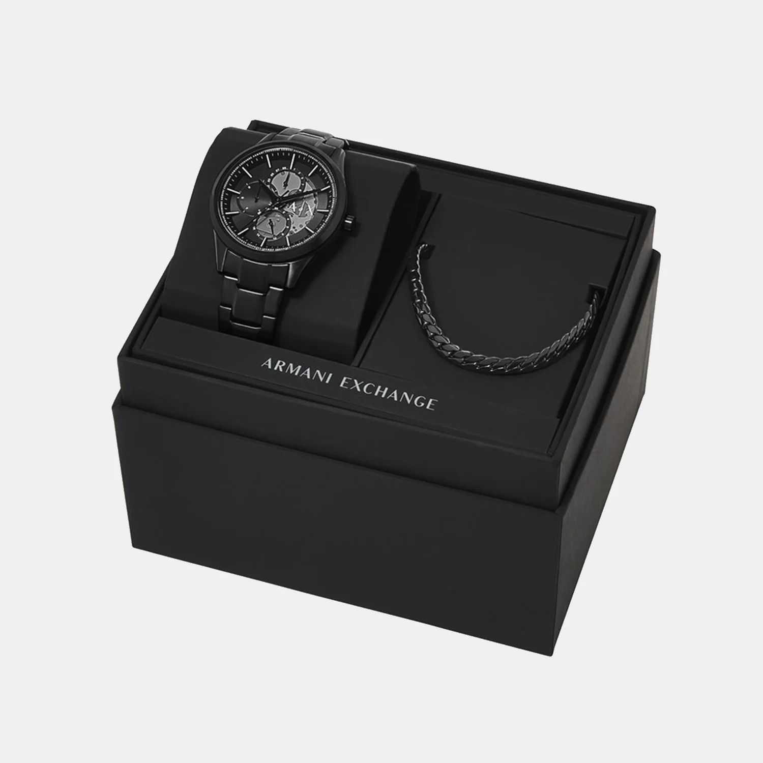 Na Men Quartz Black Dial Multi-Function Stainless Steel Watch AX7160SET - Image 5