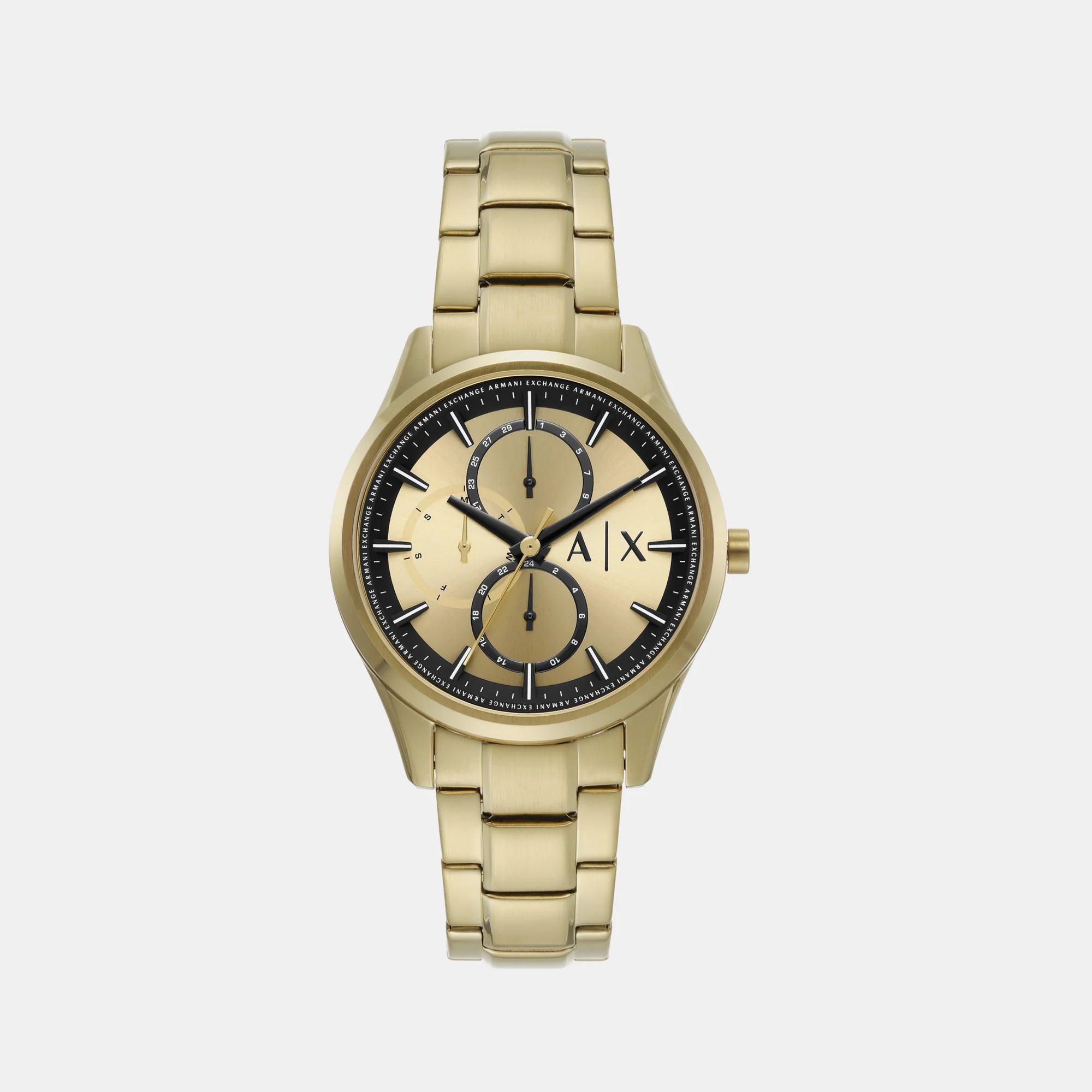 Na Men Quartz Gold Dial Chronograph Stainless Steel Watch AX1866