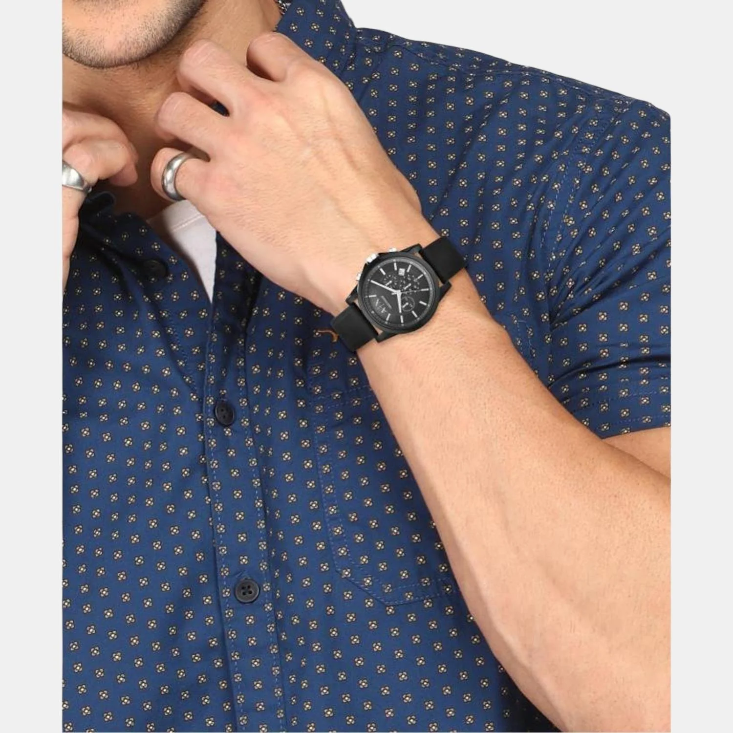 Outerbanks Men Quartz Black Dial Chronograph Silicone Watch AX1326 - Image 4