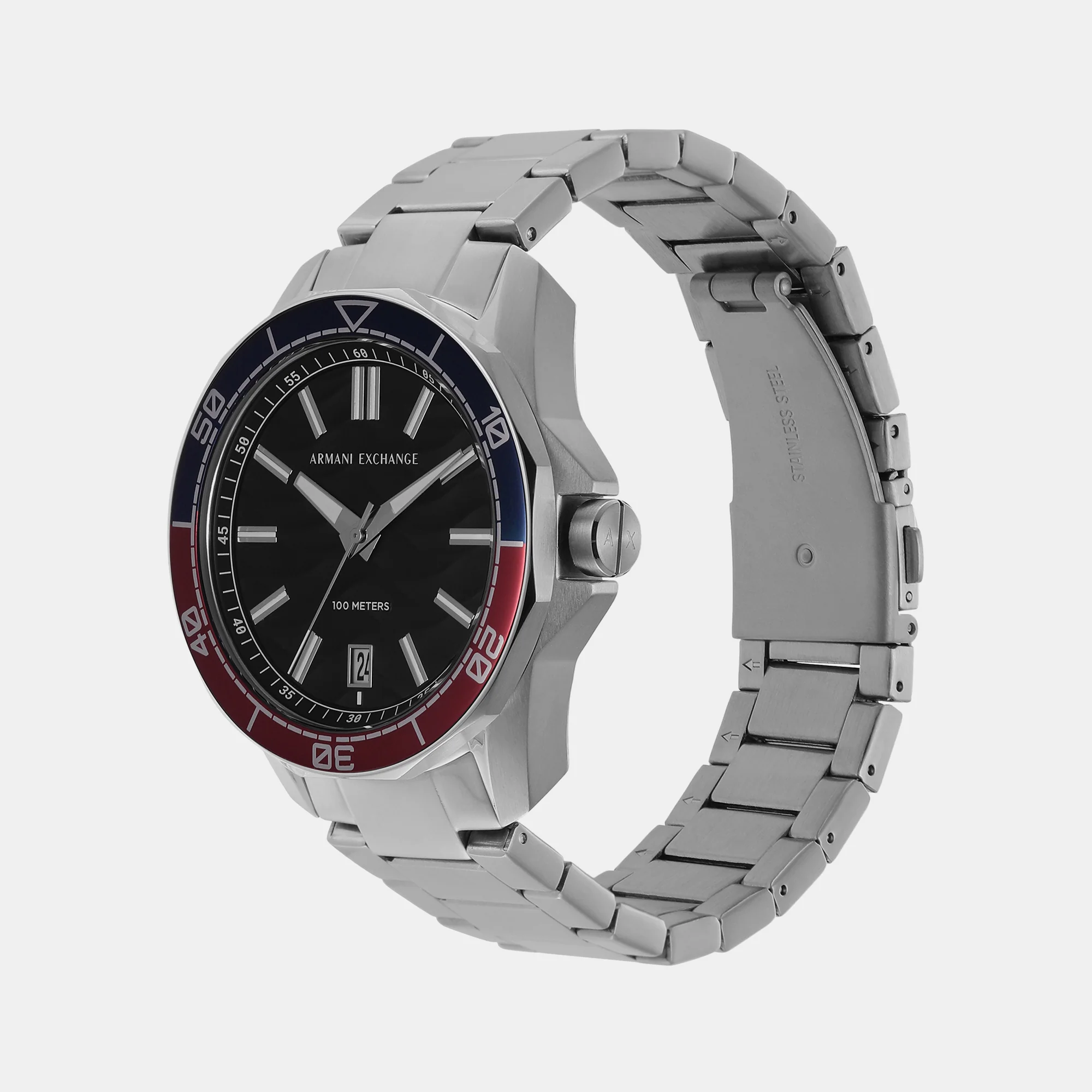 Spencer Men Quartz Black Dial Analog Stainless Steel Watch AX1955 - Image 2