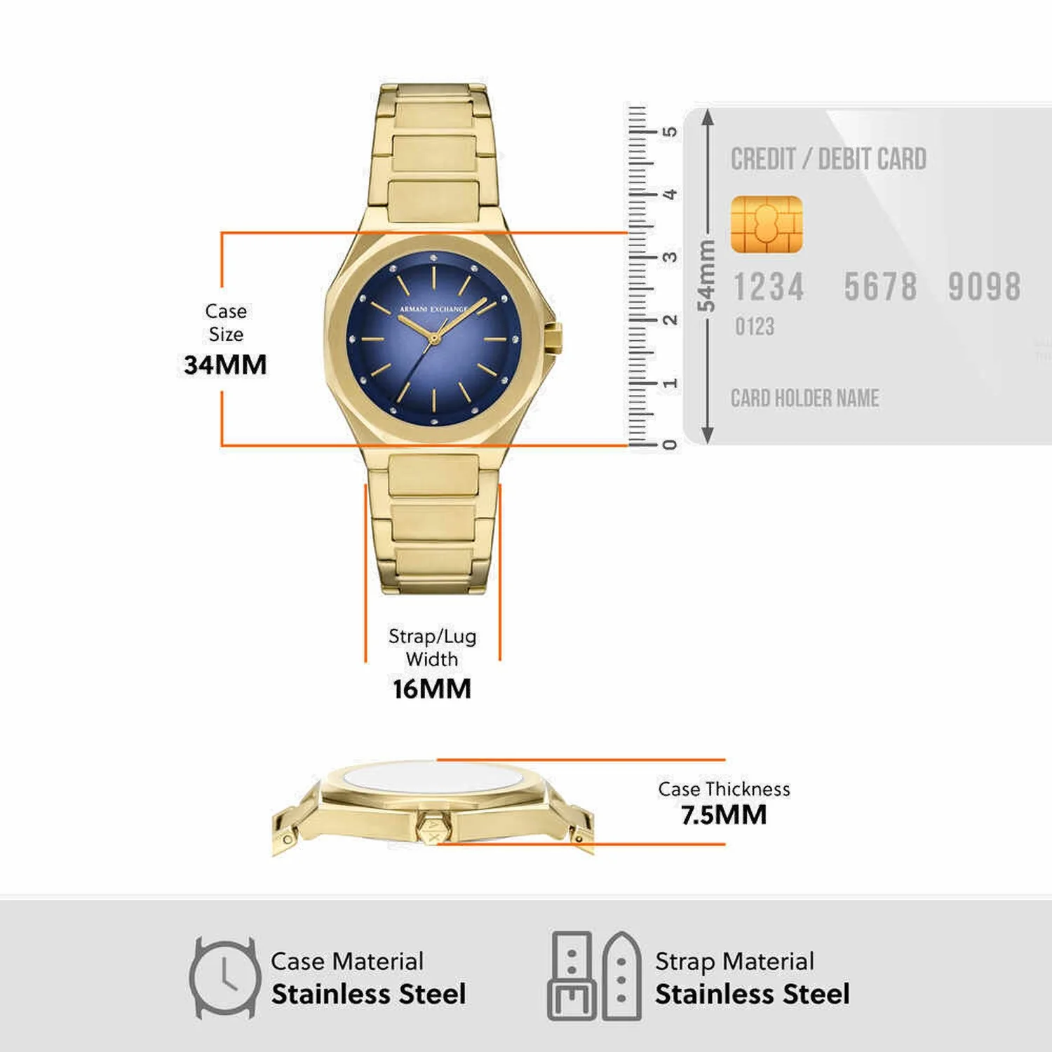 Women Quartz Blue Dial Analog Stainless Steel Watch AX4620 - Image 6