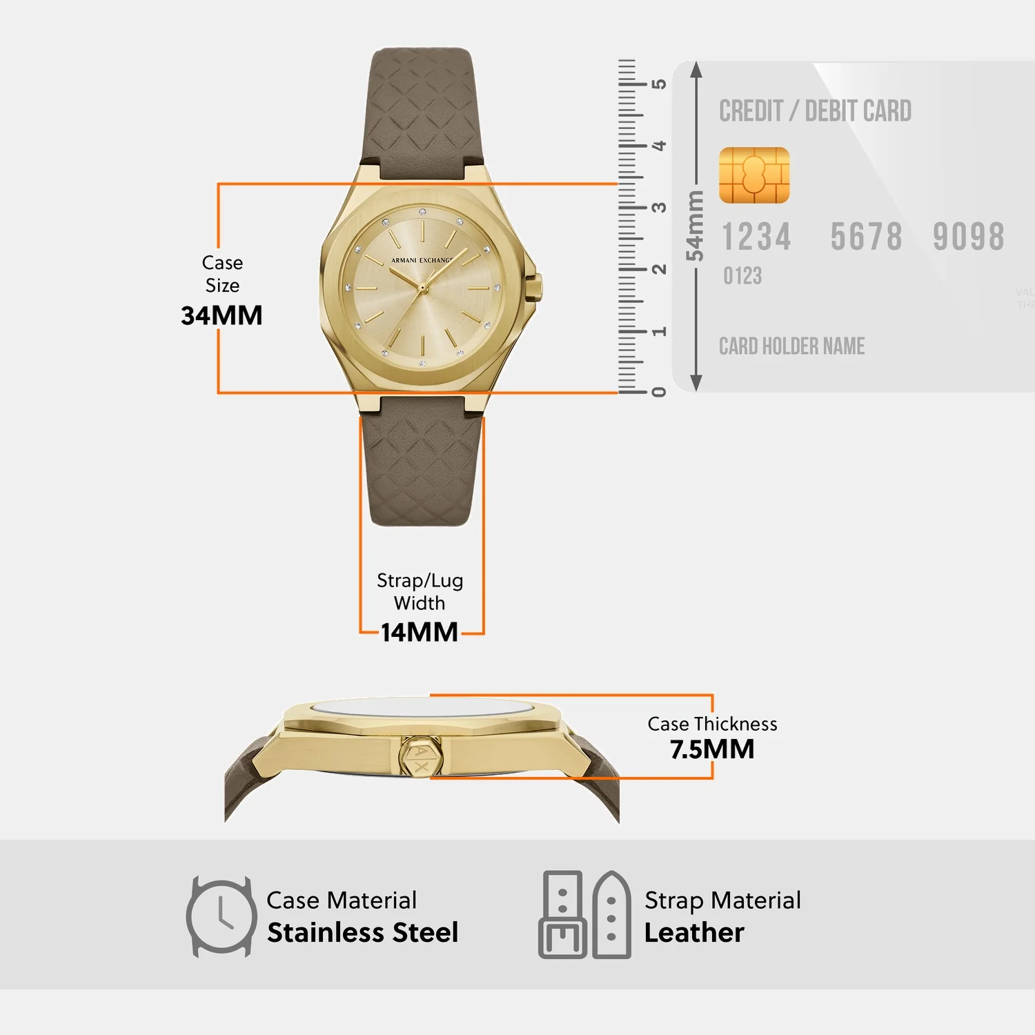Women Quartz Gold Dial Analog Leather Watch AX4617 - Image 9