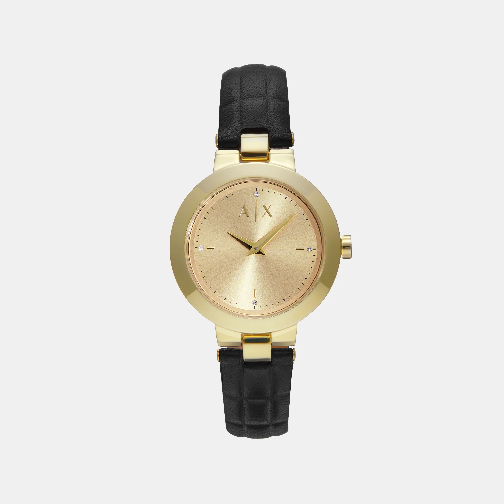 Women Quartz Gold Dial Analog Leather Watch AX5174 - Image 2