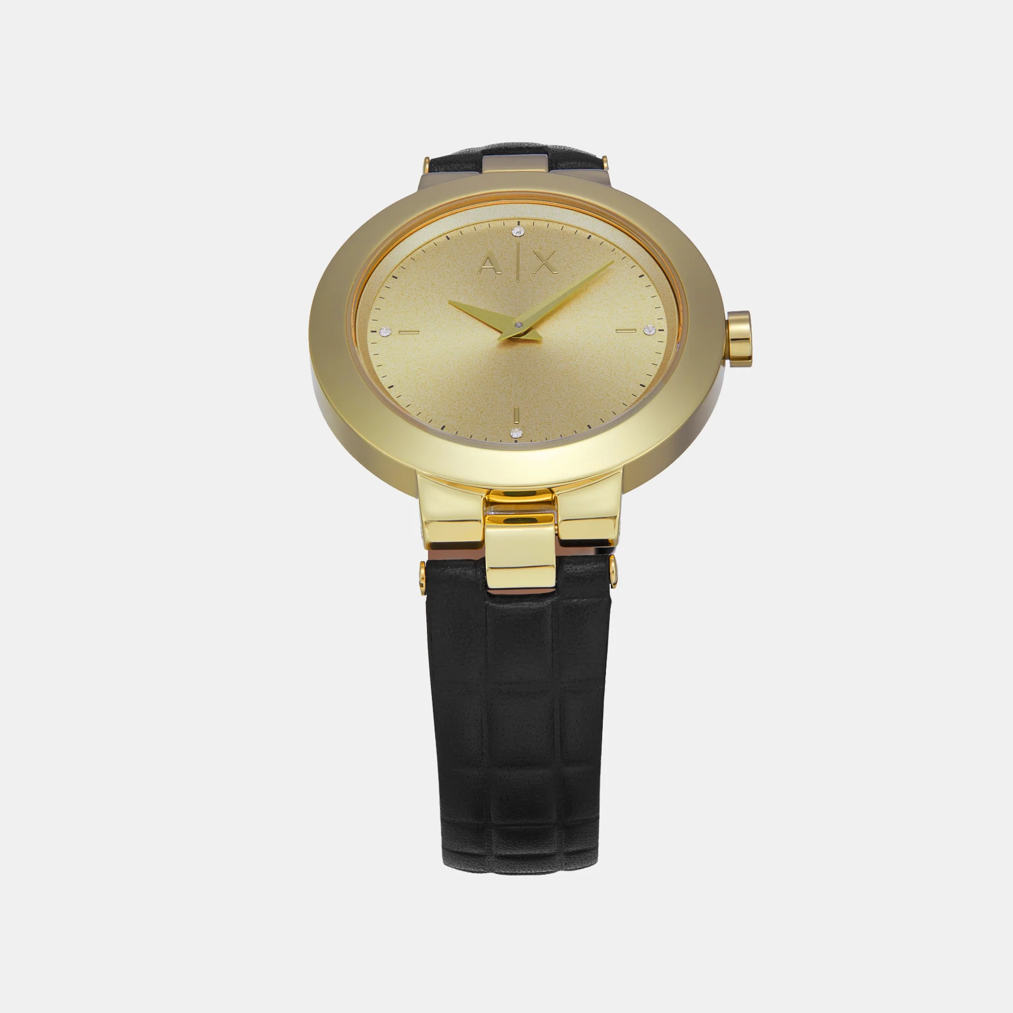 Women Quartz Gold Dial Analog Leather Watch AX5174 - Image 5