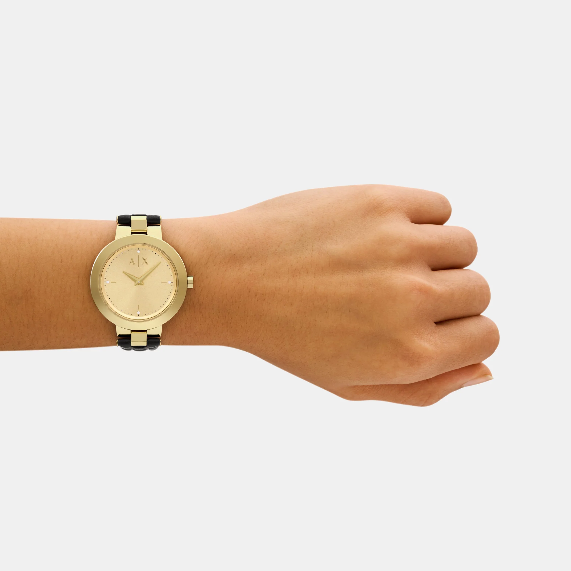 Women Quartz Gold Dial Analog Leather Watch AX5174 - Image 8