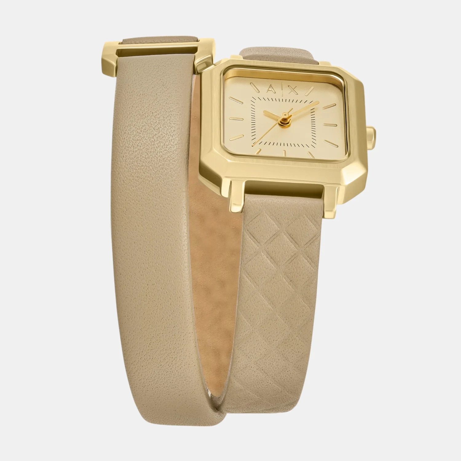 Women Quartz Gold Dial Analog Leather Watch AX5728 - Image 3