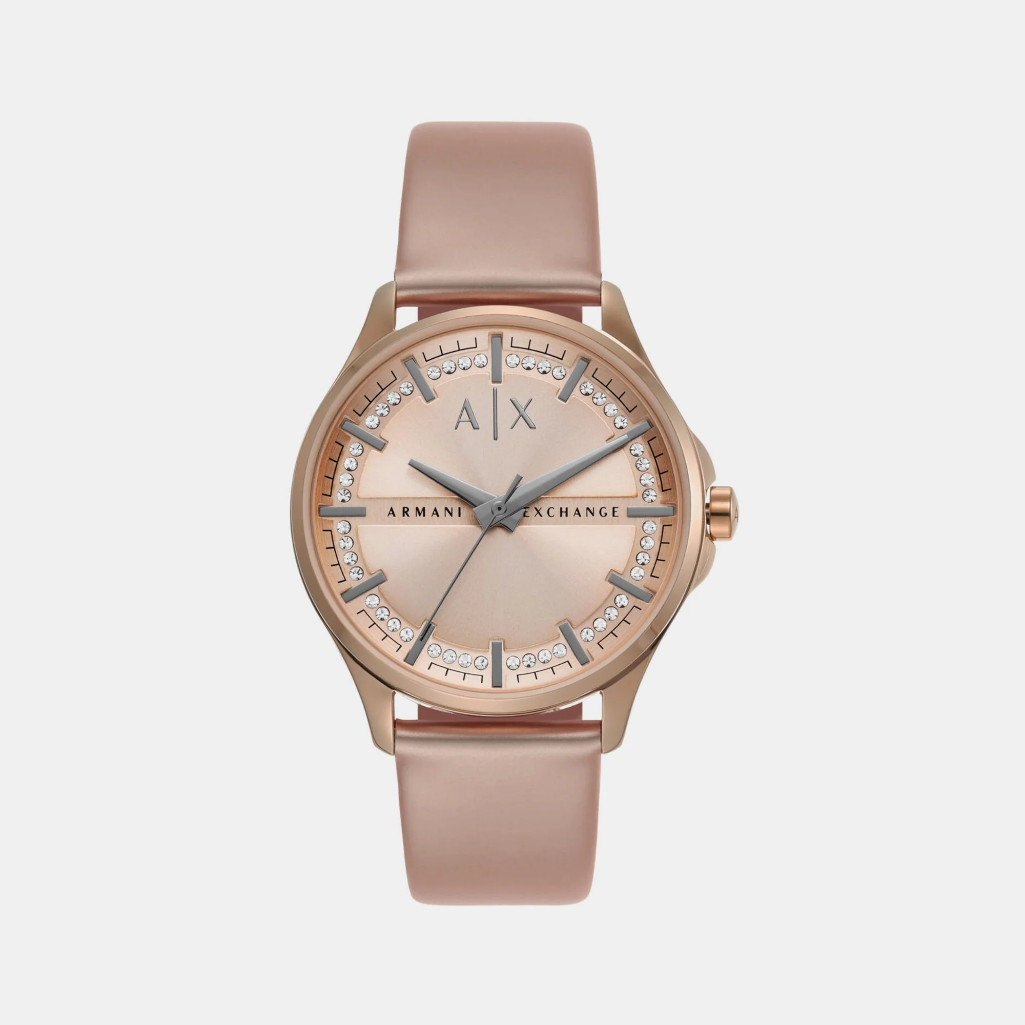Women Quartz Rose Gold Dial Analog Leather Watch AX5272