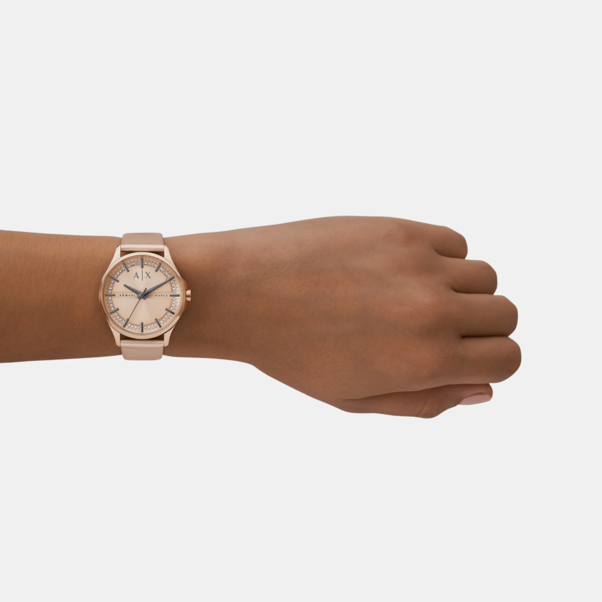 Women Quartz Rose Gold Dial Analog Leather Watch AX5272 - Image 3