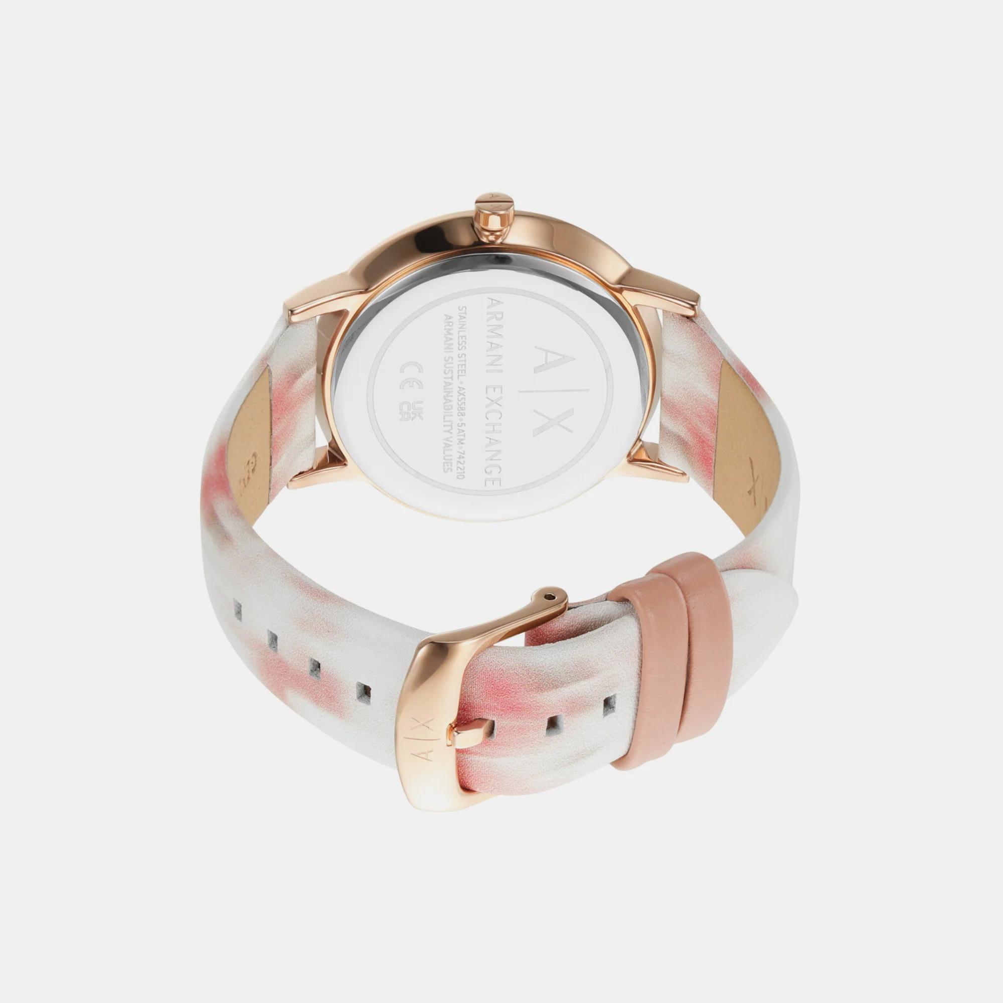 Women Quartz Rose Gold Dial Analog Leather Watch AX5588 - Image 2