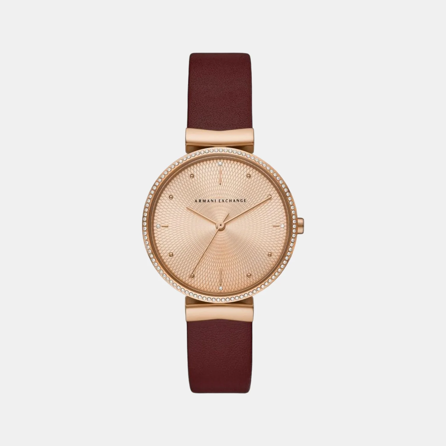 Women Quartz Rose Gold Dial Analog Leather Watch AX5913