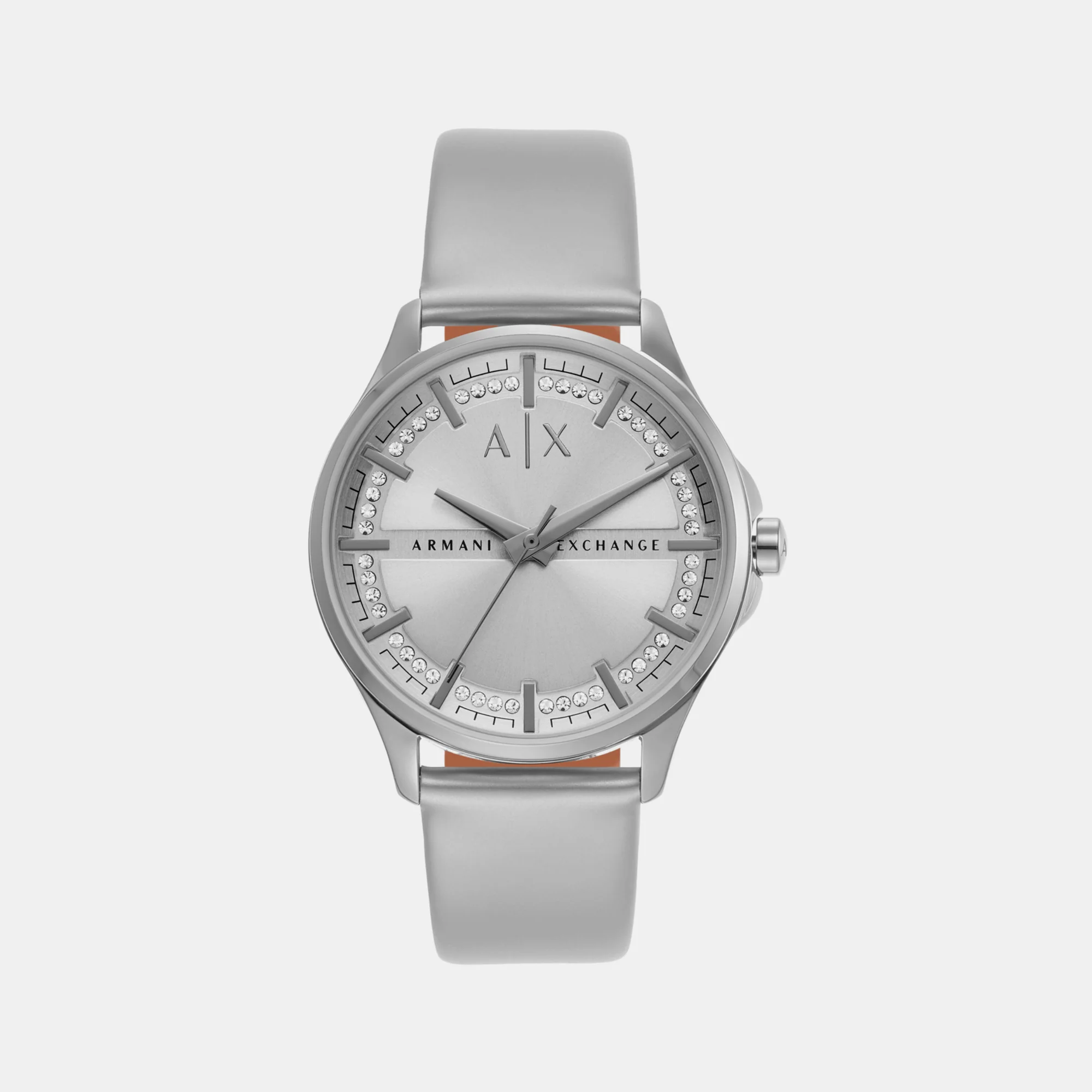 Women Quartz Silver Dial Analog Leather Watch AX5270