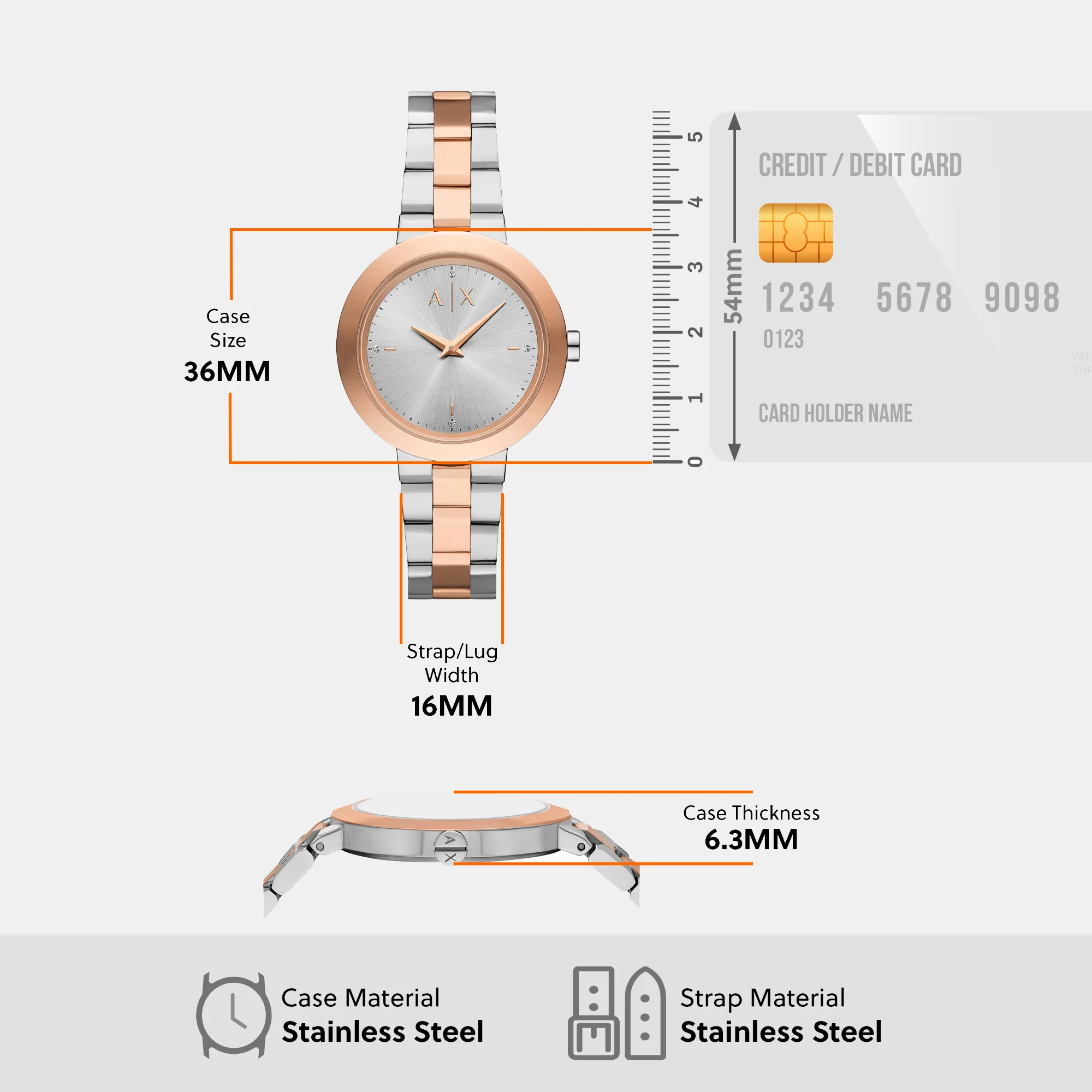 Women Quartz Silver Dial Analog Stainless Steel Watch AX5172 - Image 7