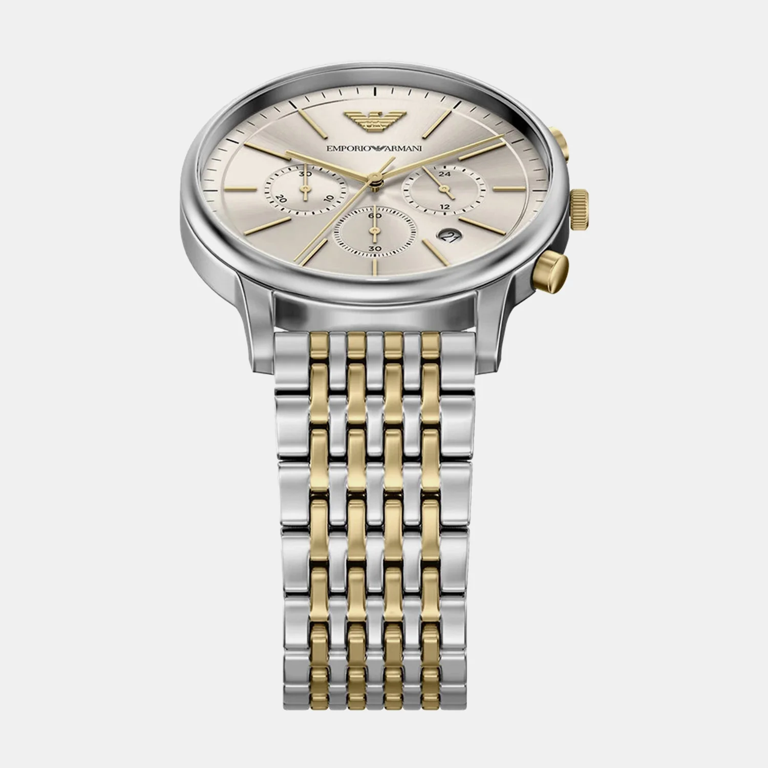 Men Quartz Cream Dial Chronograph Stainless Steel Watch AR11773 - Image 3