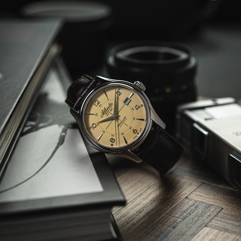 Men Automatic Cream Dial Analog Leather Watch 55750.41.95S - Image 7