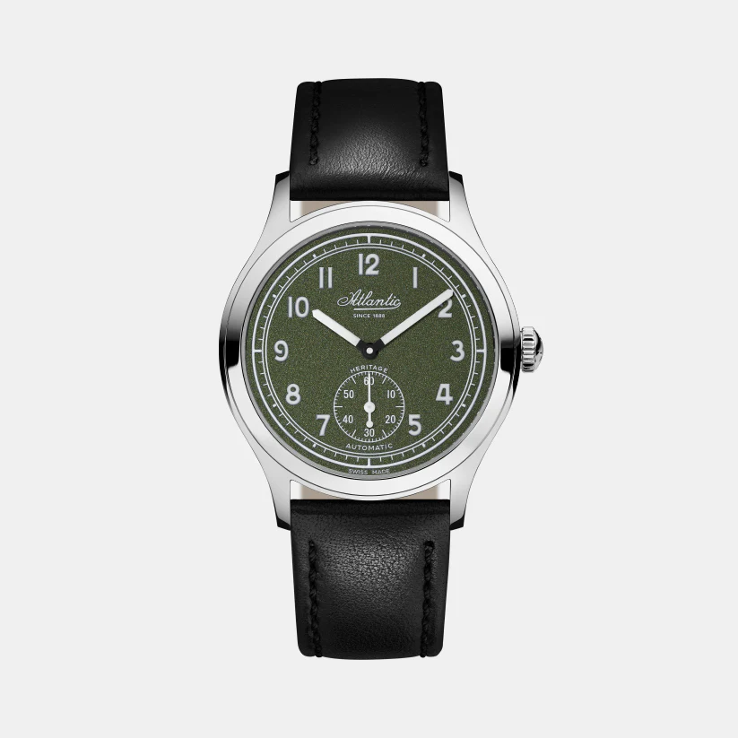 Men Automatic Green Dial Analog Leather Watch 53760.41.73