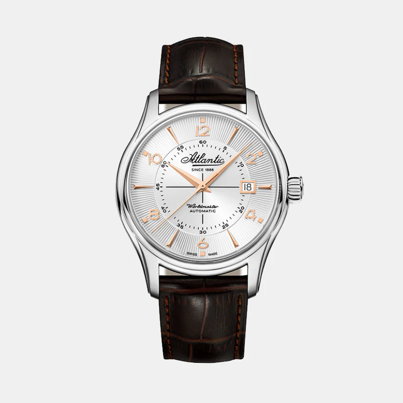 Men Automatic Silver Dial Analog Leather Watch 55750.41.25R