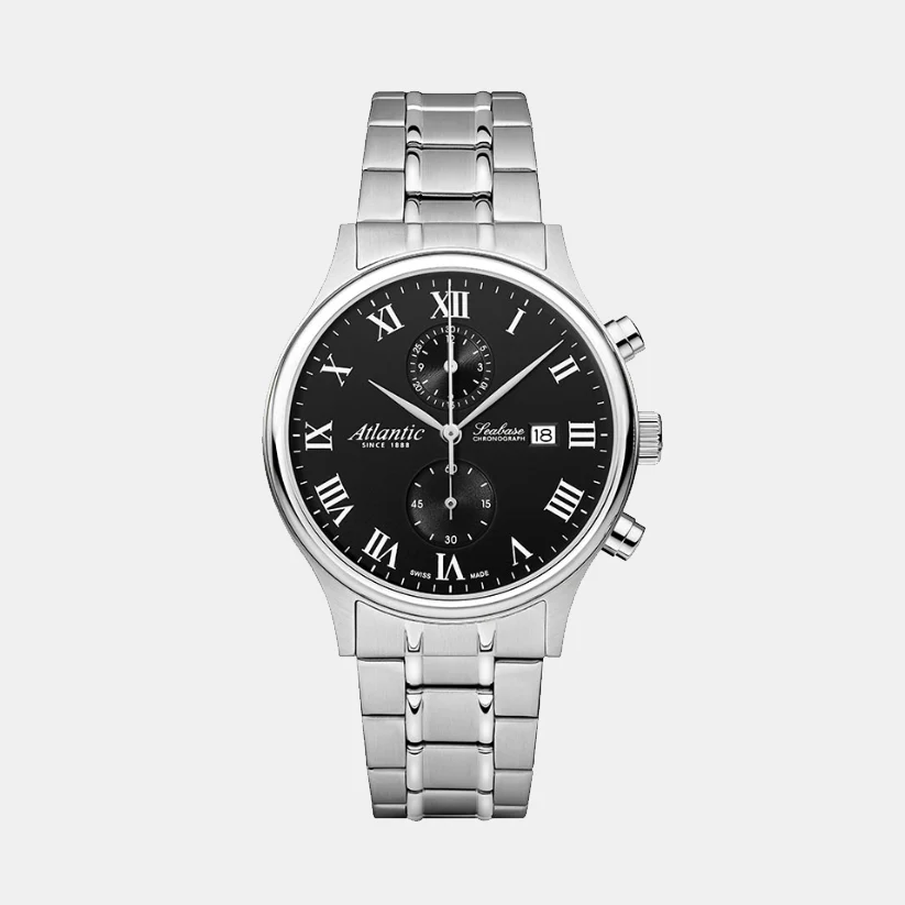Men Quartz Black Dial Chronograph Stainless Steel Watch 64457.41.68