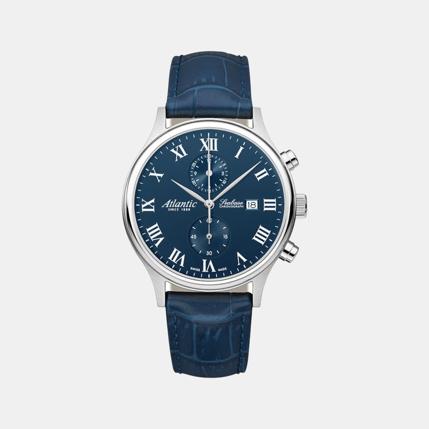 Men Quartz Blue Dial Chronograph Leather Watch 64452.41.58