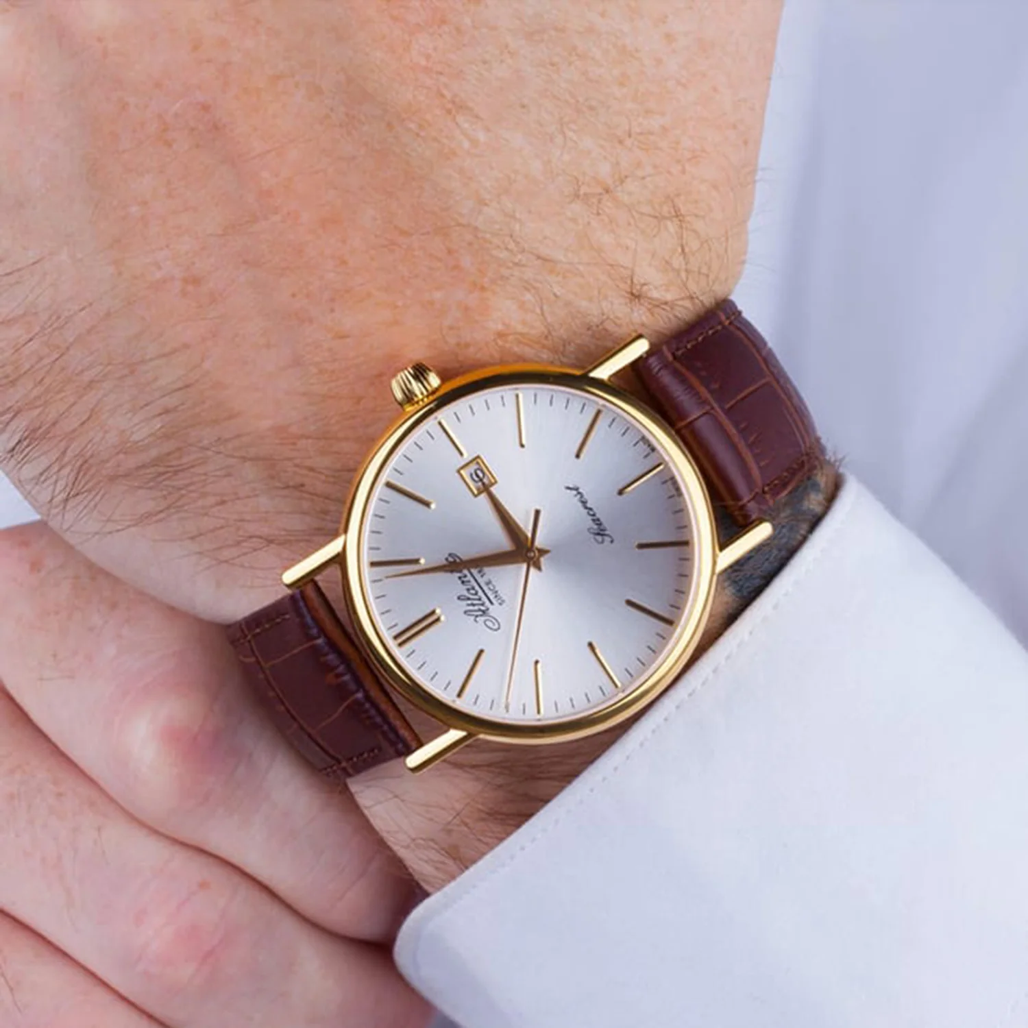Men Quartz White Dial Analog Leather Watch 50354.45.21 - Image 4