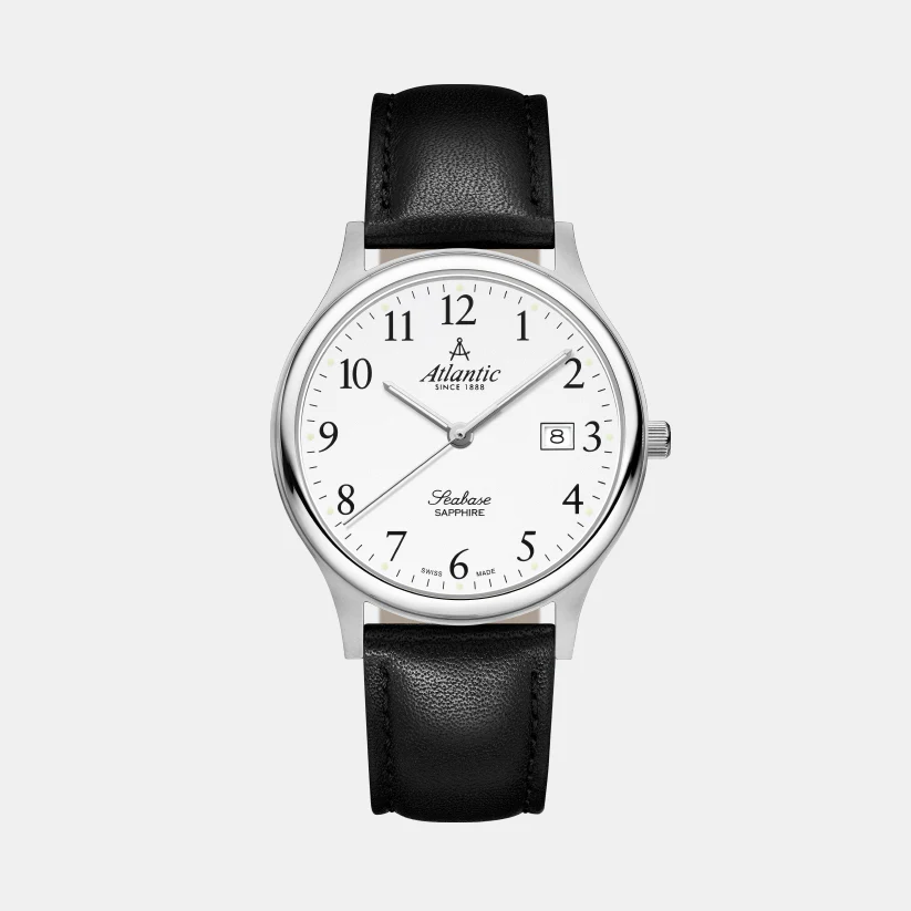 Men Quartz White Dial Analog Leather Watch 60343.41.13