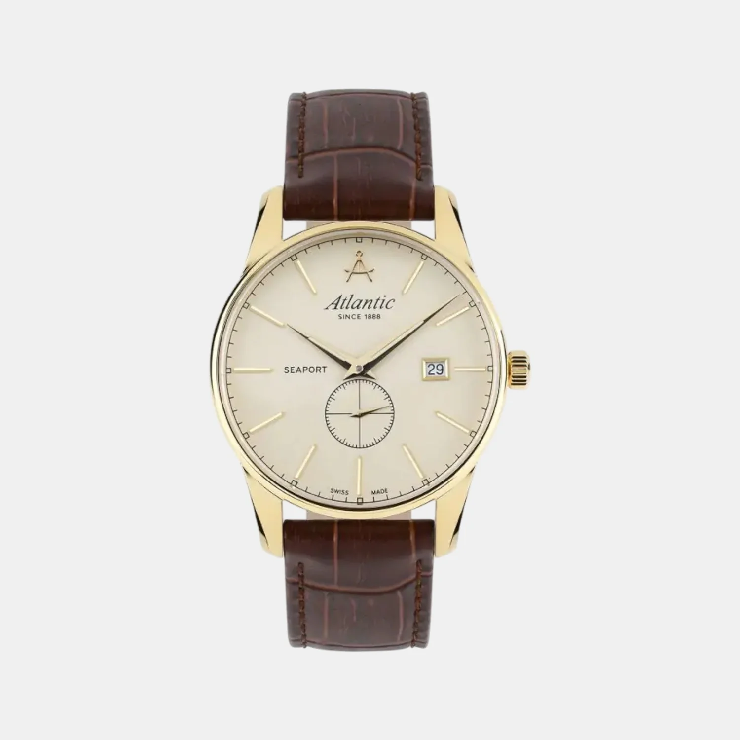 Seaport Men Quartz Gold Dial Analog Leather Watch 56352.45.31