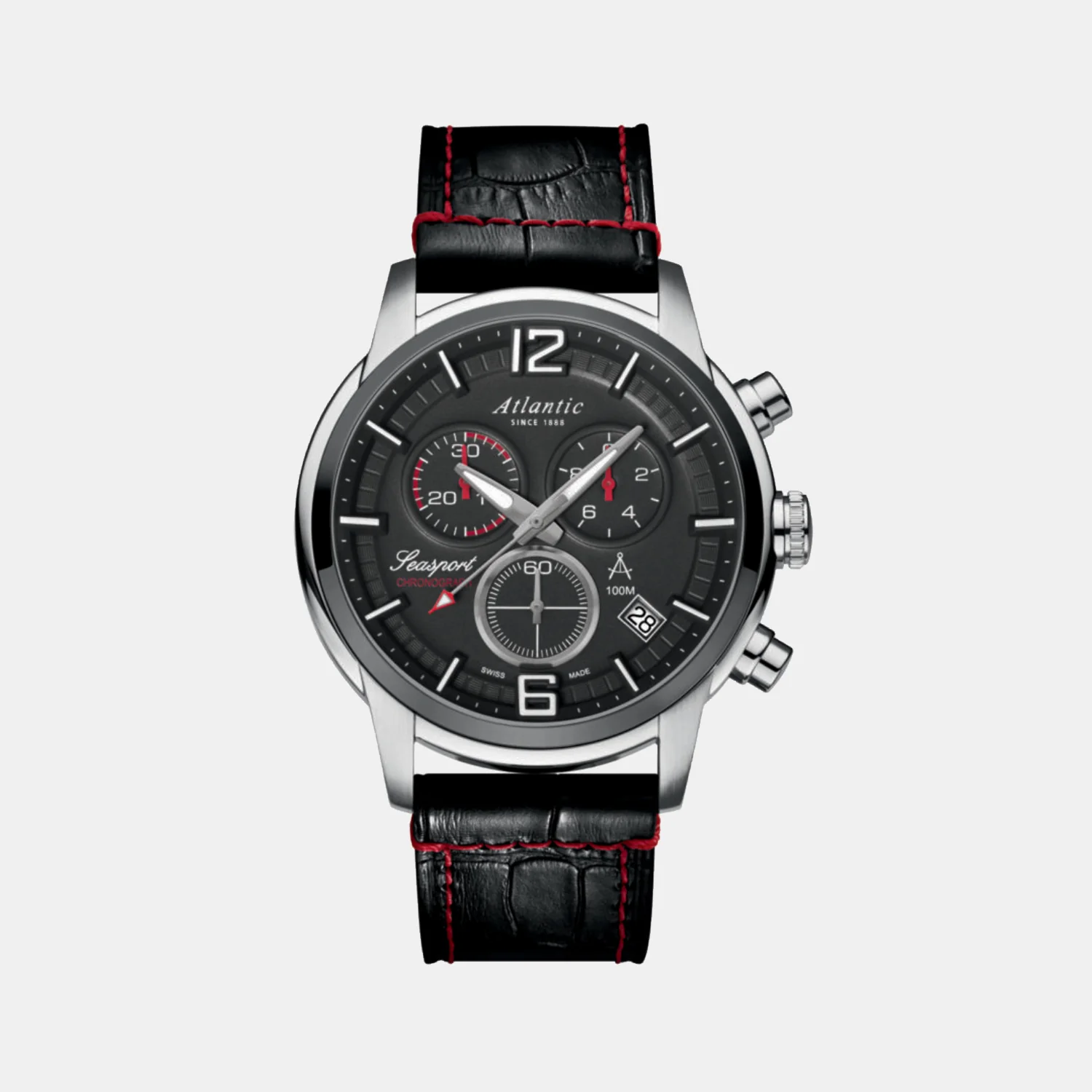 Seasport Men Quartz Black Dial Chronograph Leather Watch 87461.42.45 - Image 4