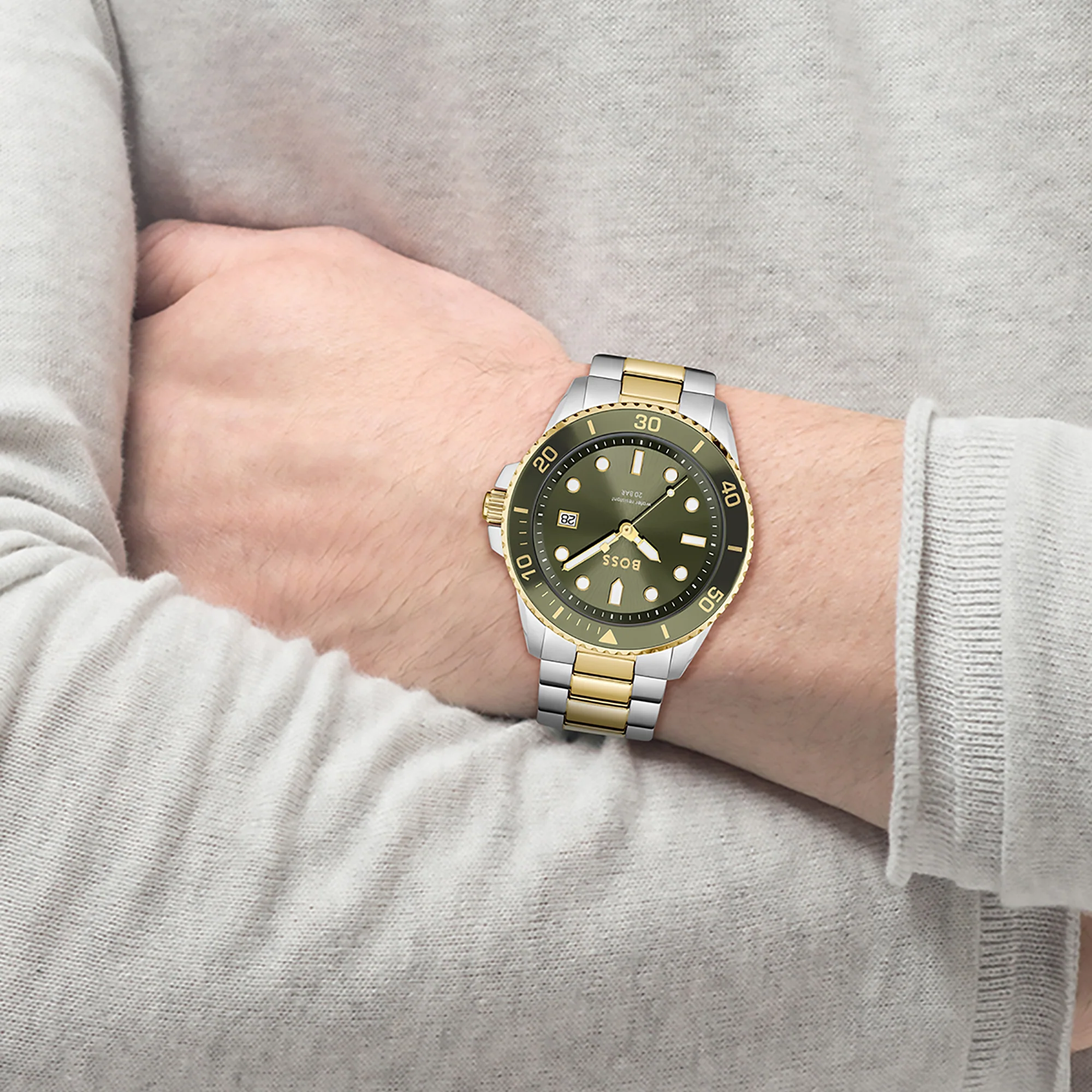 Ace Men Quartz Olive Green Dial Analog Stainless Steel Watch 1514011 - Image 4