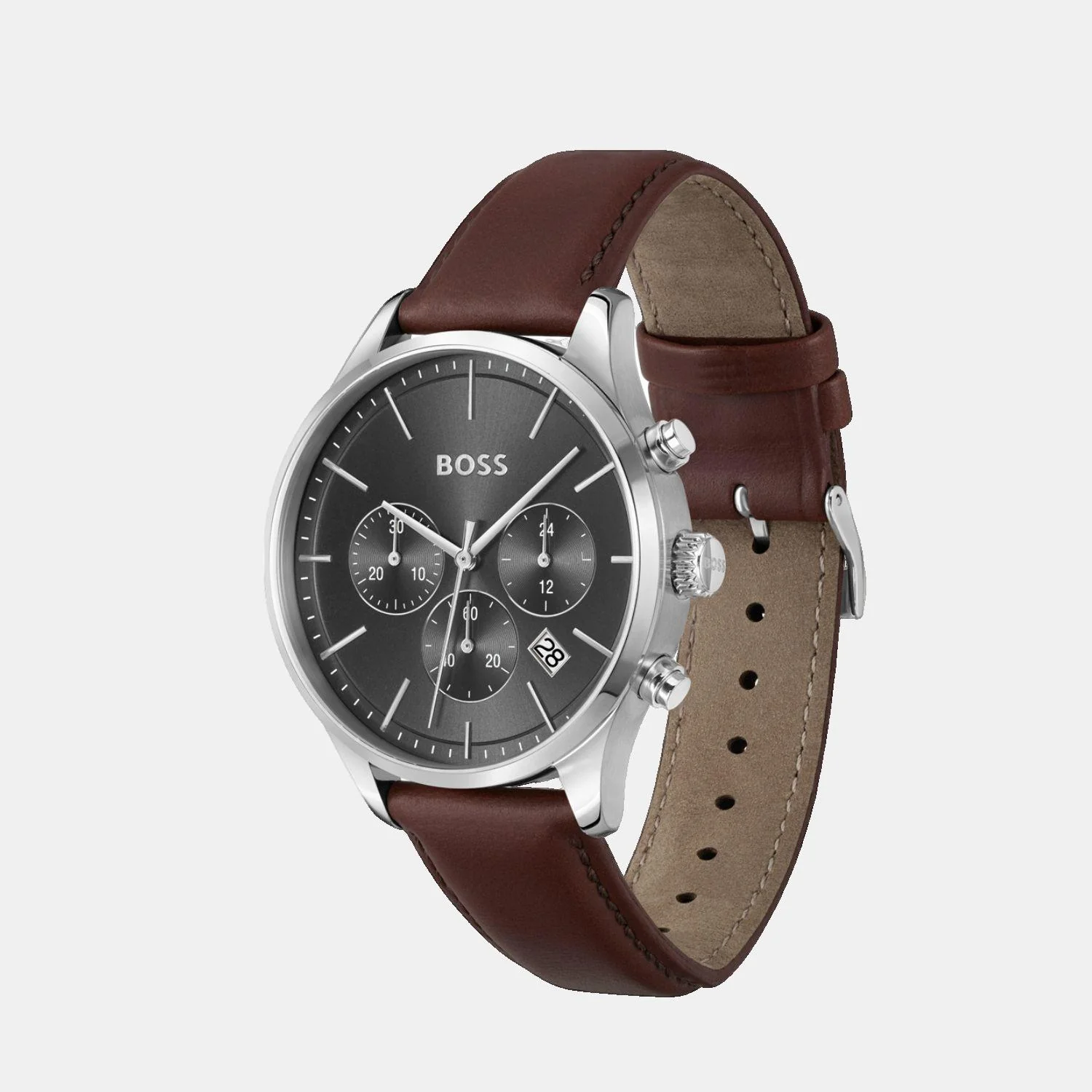 Avery Men Quartz Grey Dial Chronograph Leather Watch 1514155 - Image 2