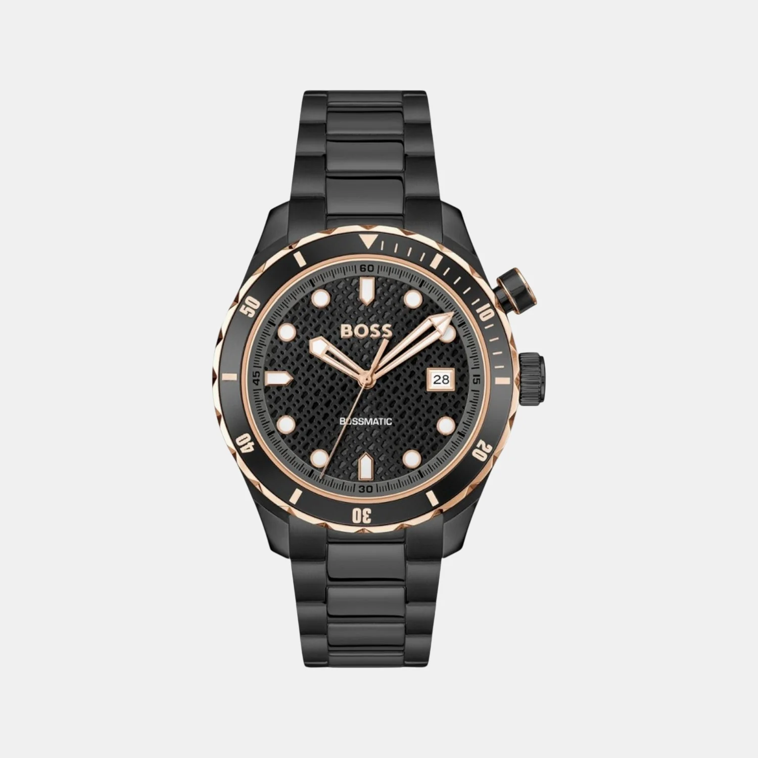 Bossmatic Men Automatic Black Dial Analog Stainless Steel Watch 1514215