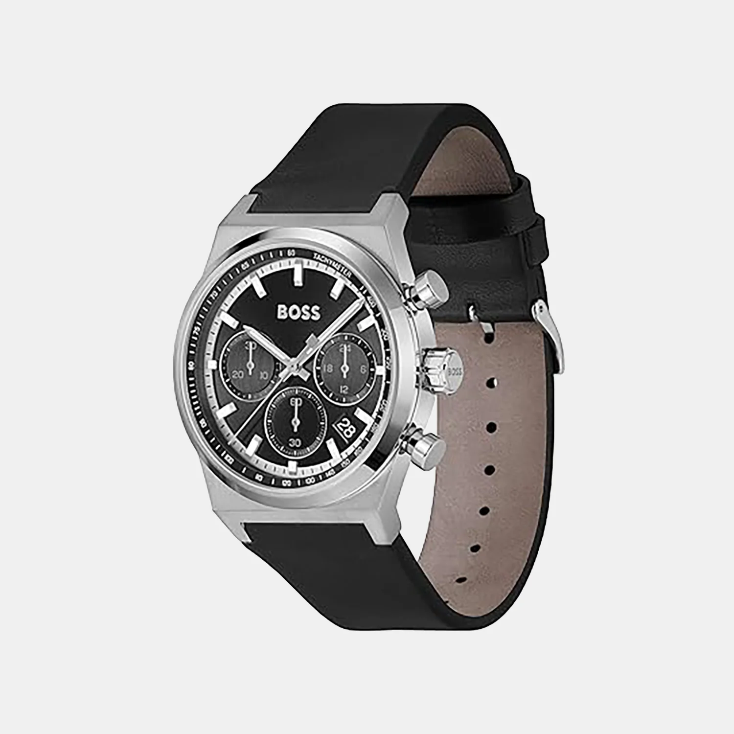 Candor Chrono Men Quartz Black Dial Chronograph Leather Watch 1514218 - Image 2