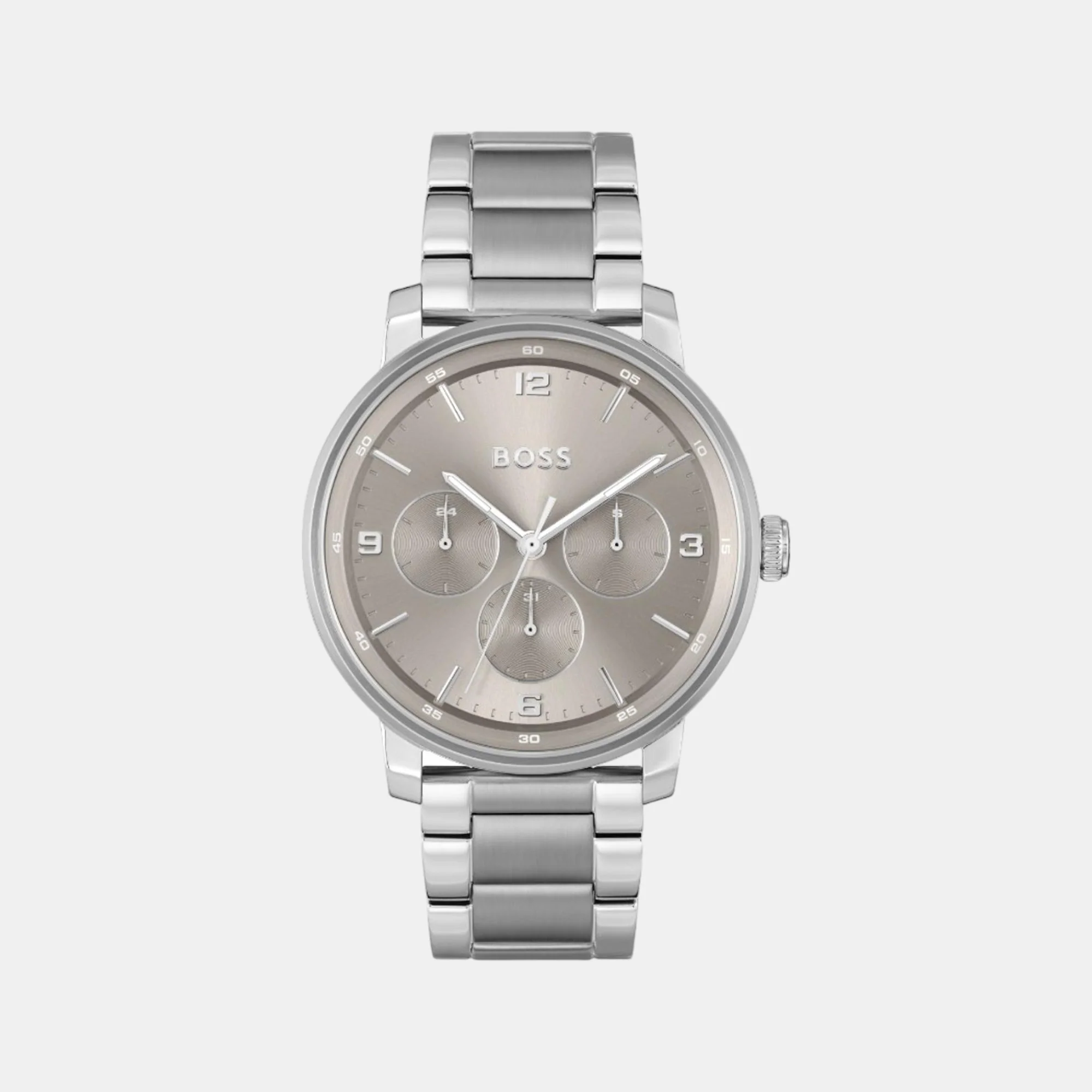 Contender Men Quartz Warm Grey Dial Multi-Function Stainless Steel Watch 1514127