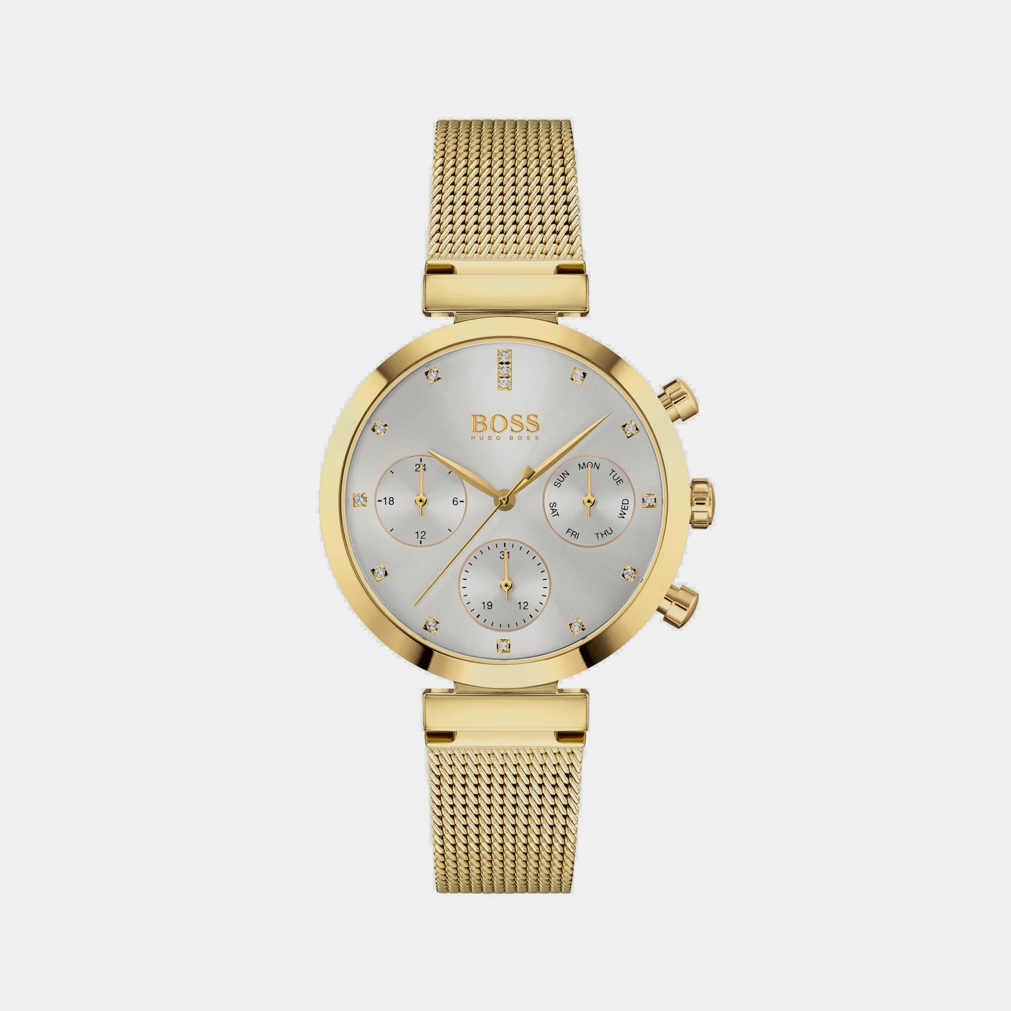 Flawless Women Quartz Silver Dial Chronograph Mesh Watch 1502552