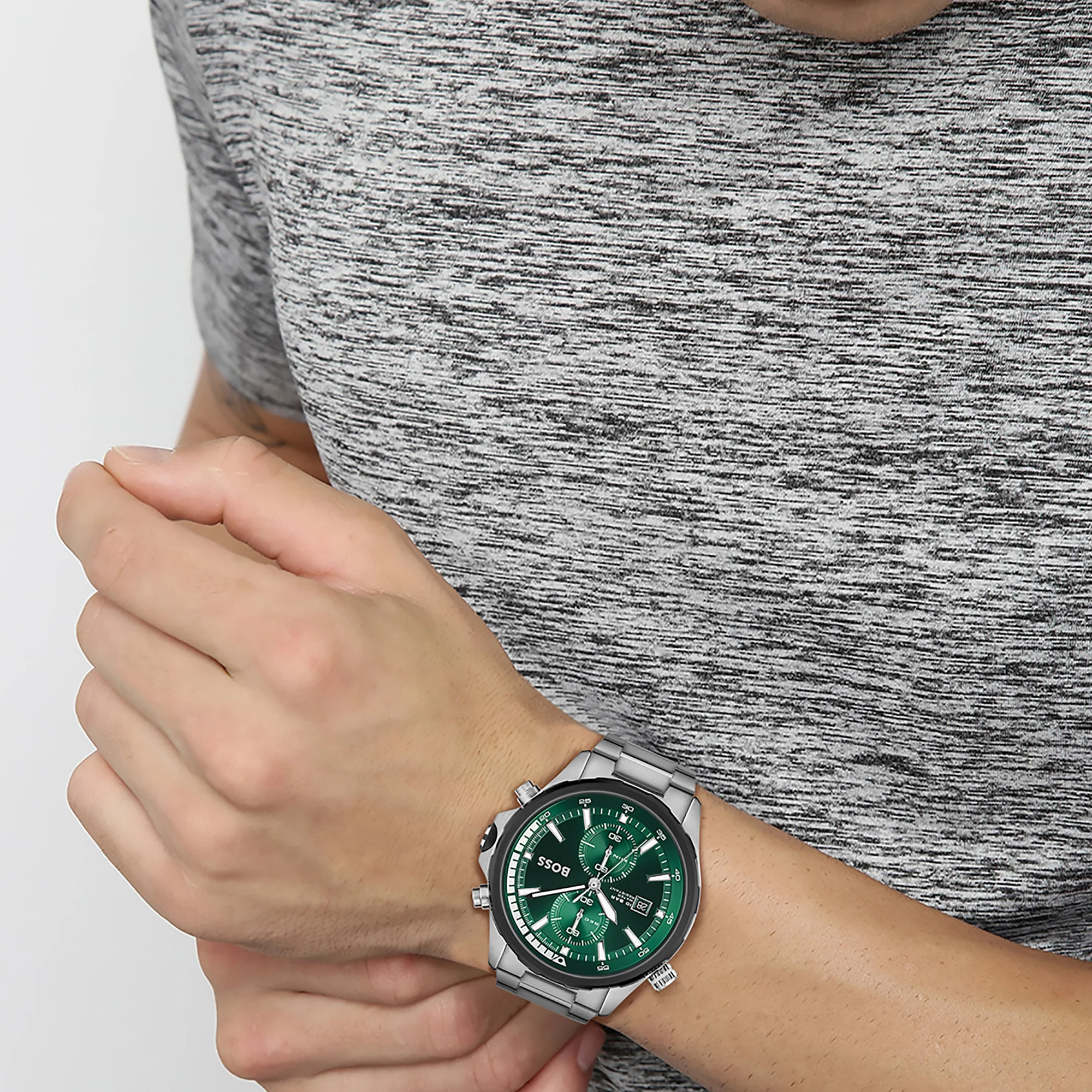Globetrotter Men Quartz Green Dial Chronograph Stainless Steel Watch 1513930 - Image 4